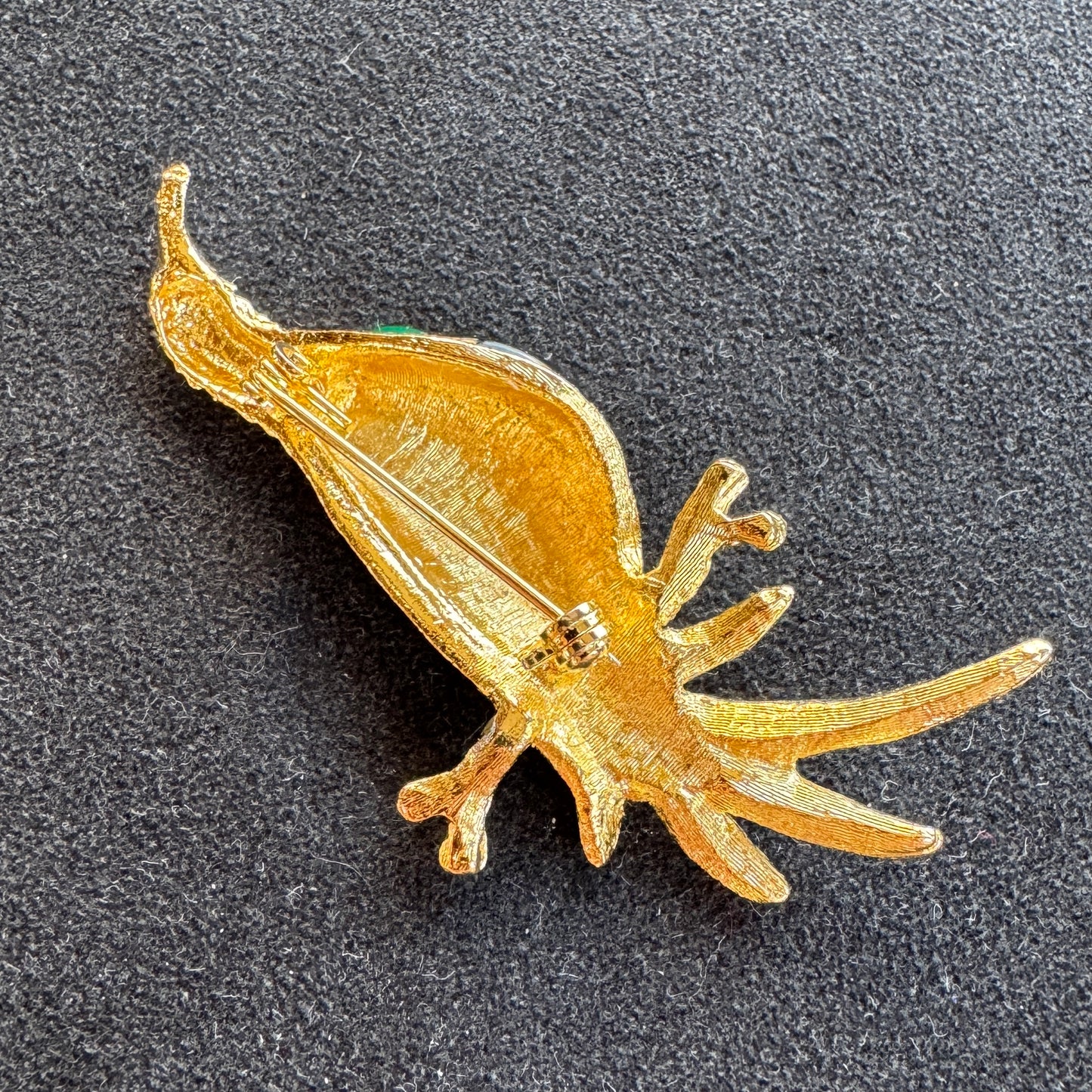 Broche Vintage en métal doré « oiseau exotique »