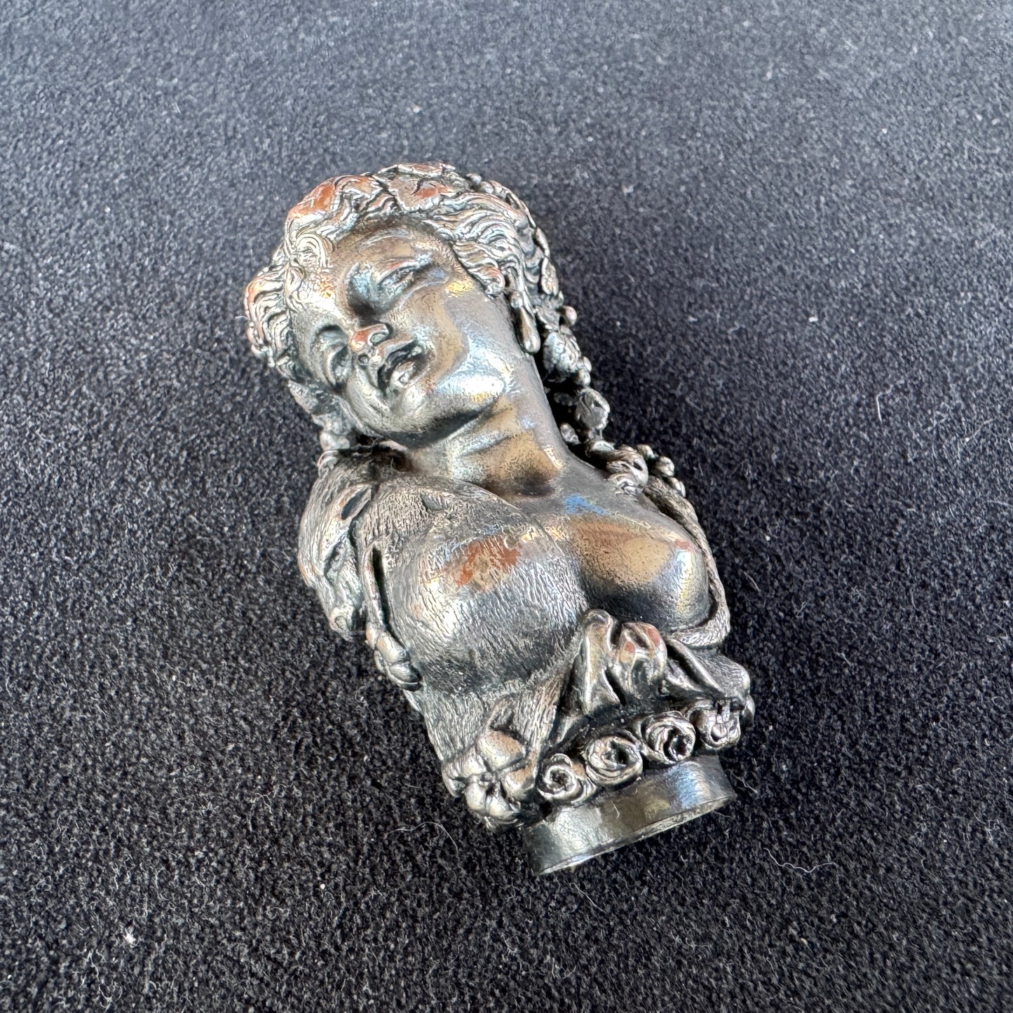 Pommeau de canne ancien XIXeme « Bacchante » - cuivre argenté