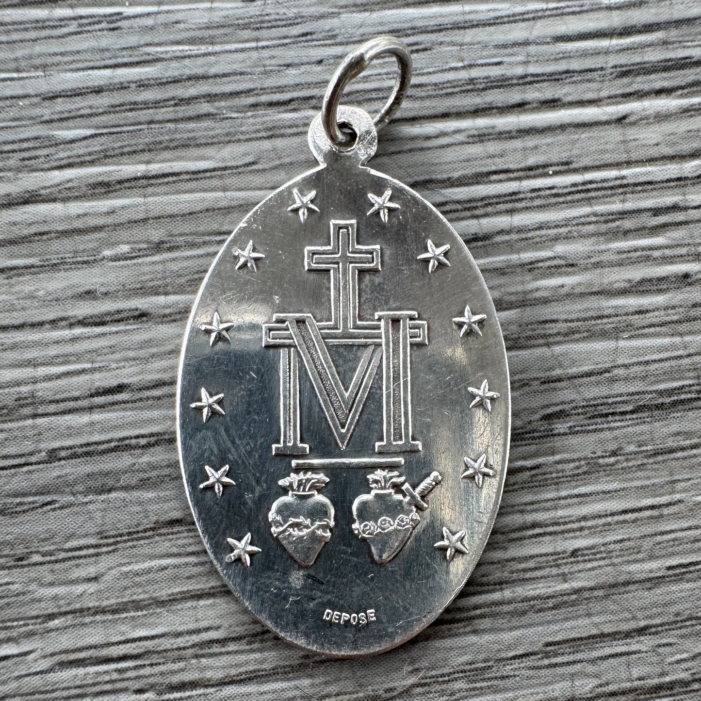 Médaille religieuse ancienne en argent - Sainte Vierge Marie