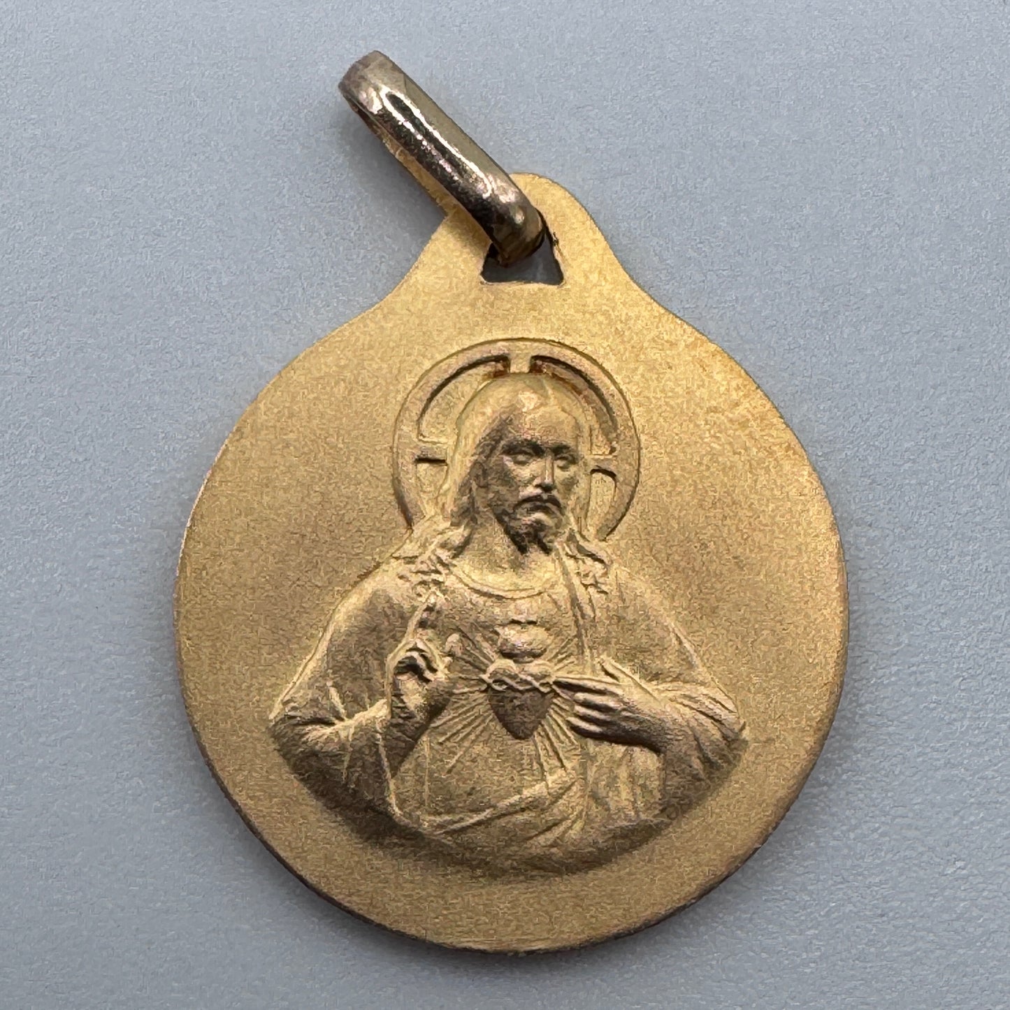 Superbe médaille religieuse ancienne plaqué or ORIA « notre Dame du Mont Carmel » - neuf stock ancien bijoutier