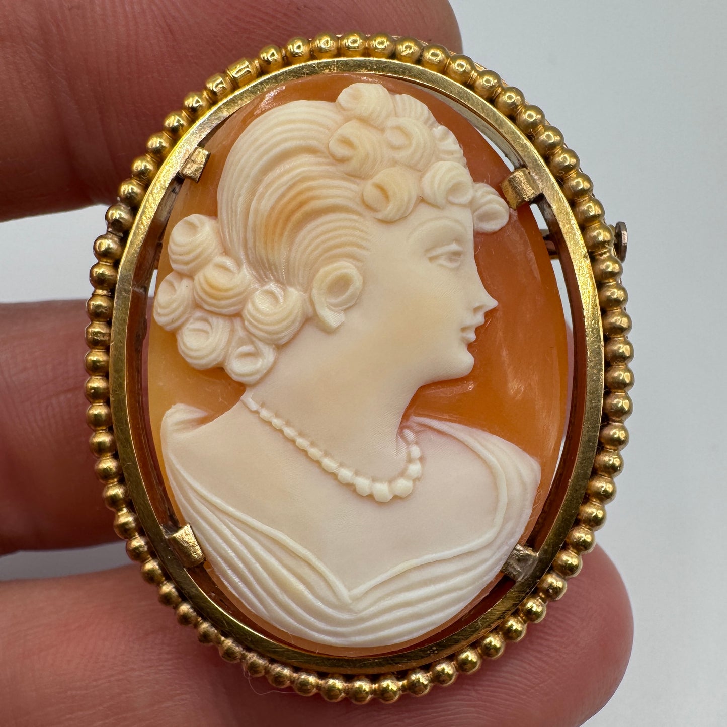 Broche ancienne camée - monture plaque or