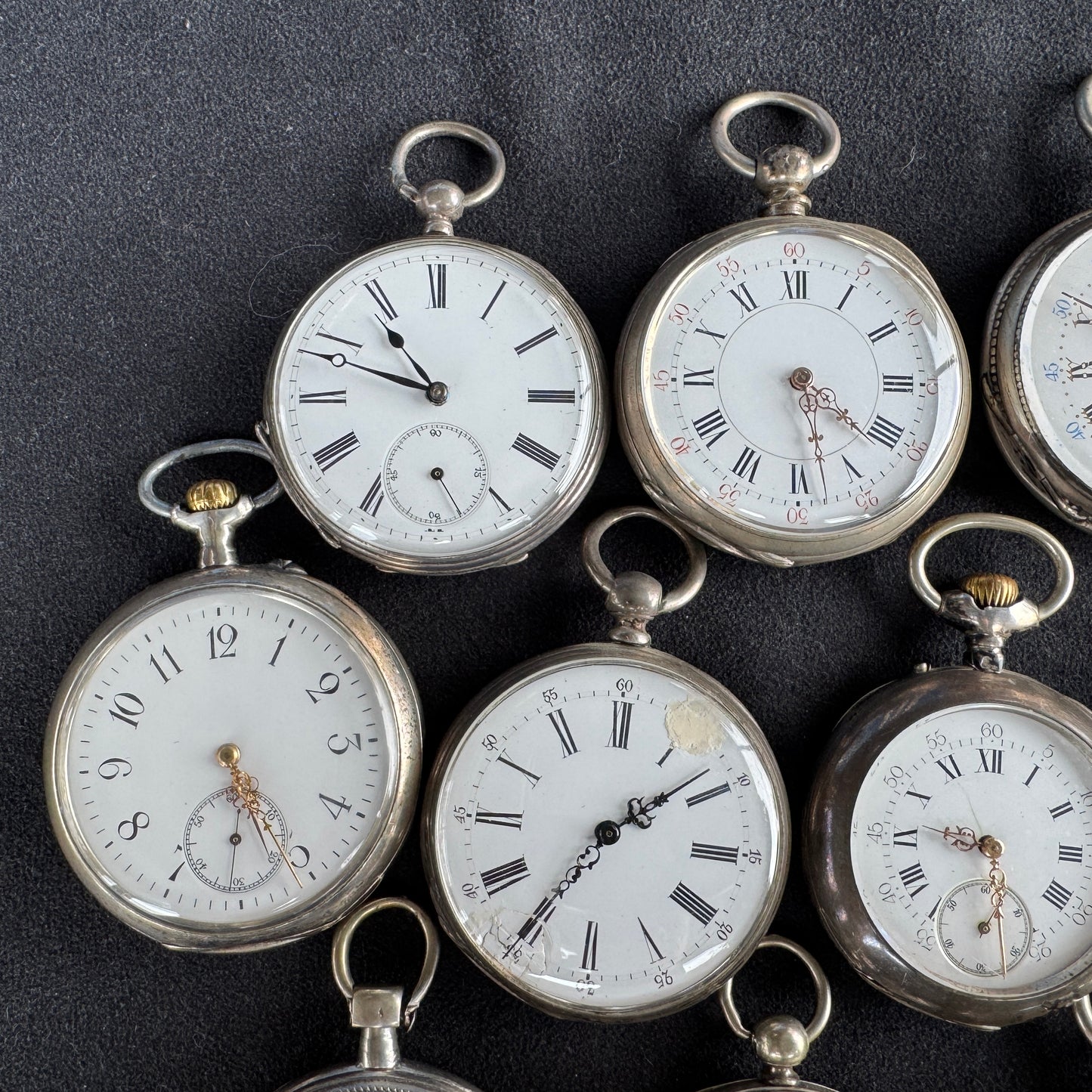 Lot de 13 Montres à gousset Anciennes en argent