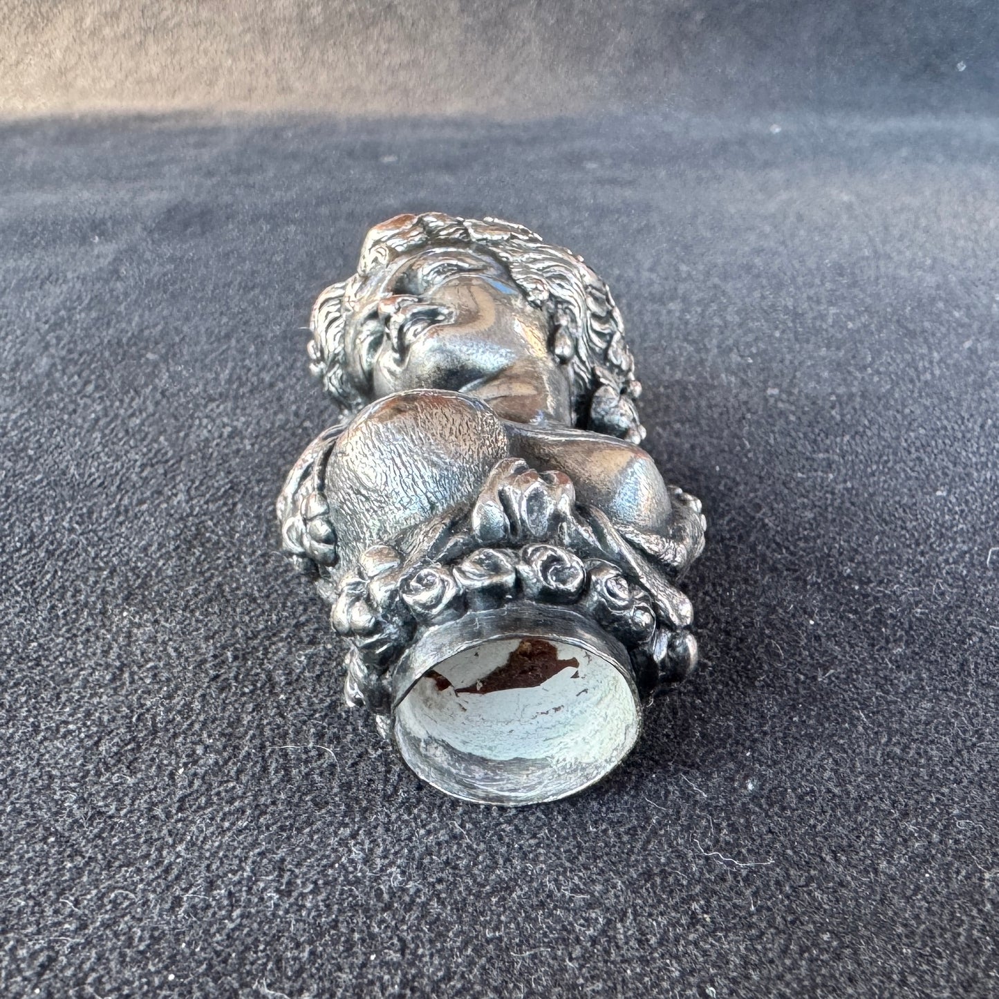 Pommeau de canne ancien XIXeme « Bacchante » - cuivre argenté