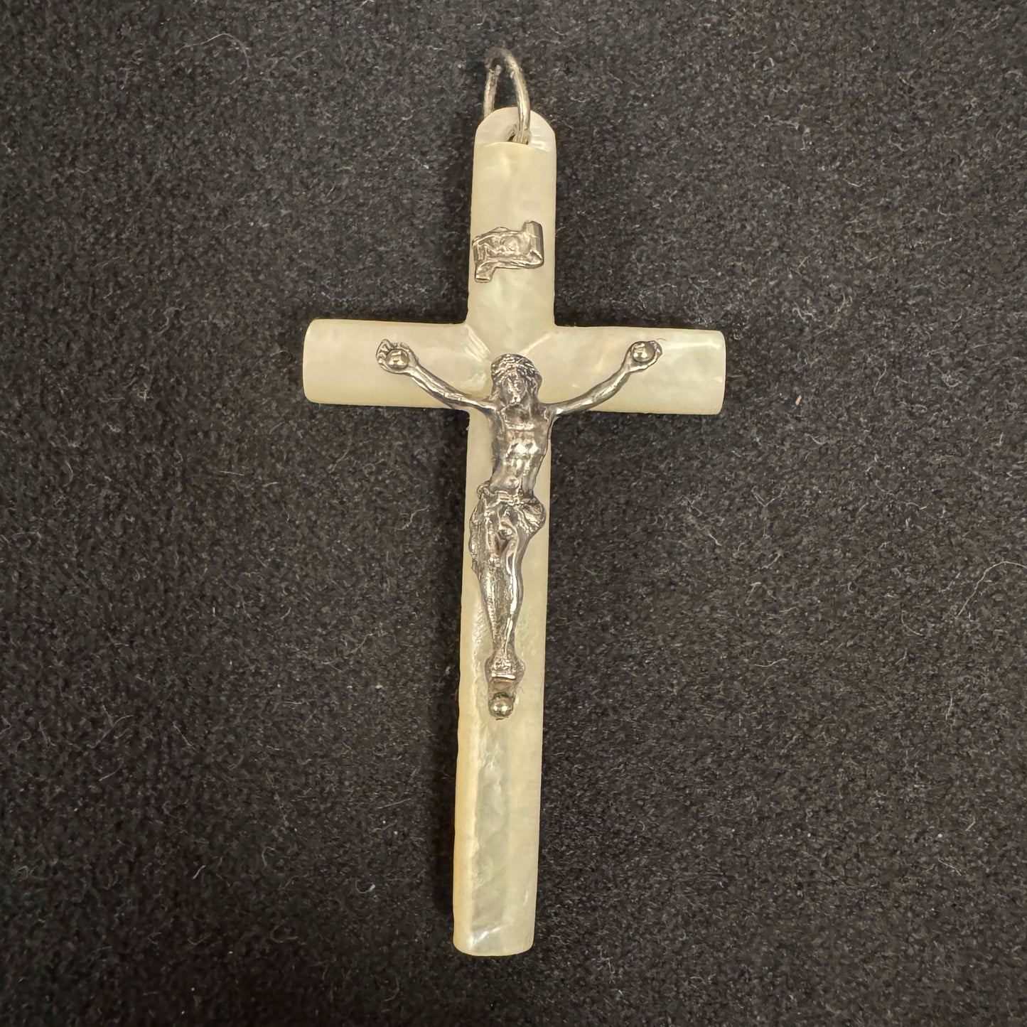 Croix crucifix XIXeme - argent et nacre