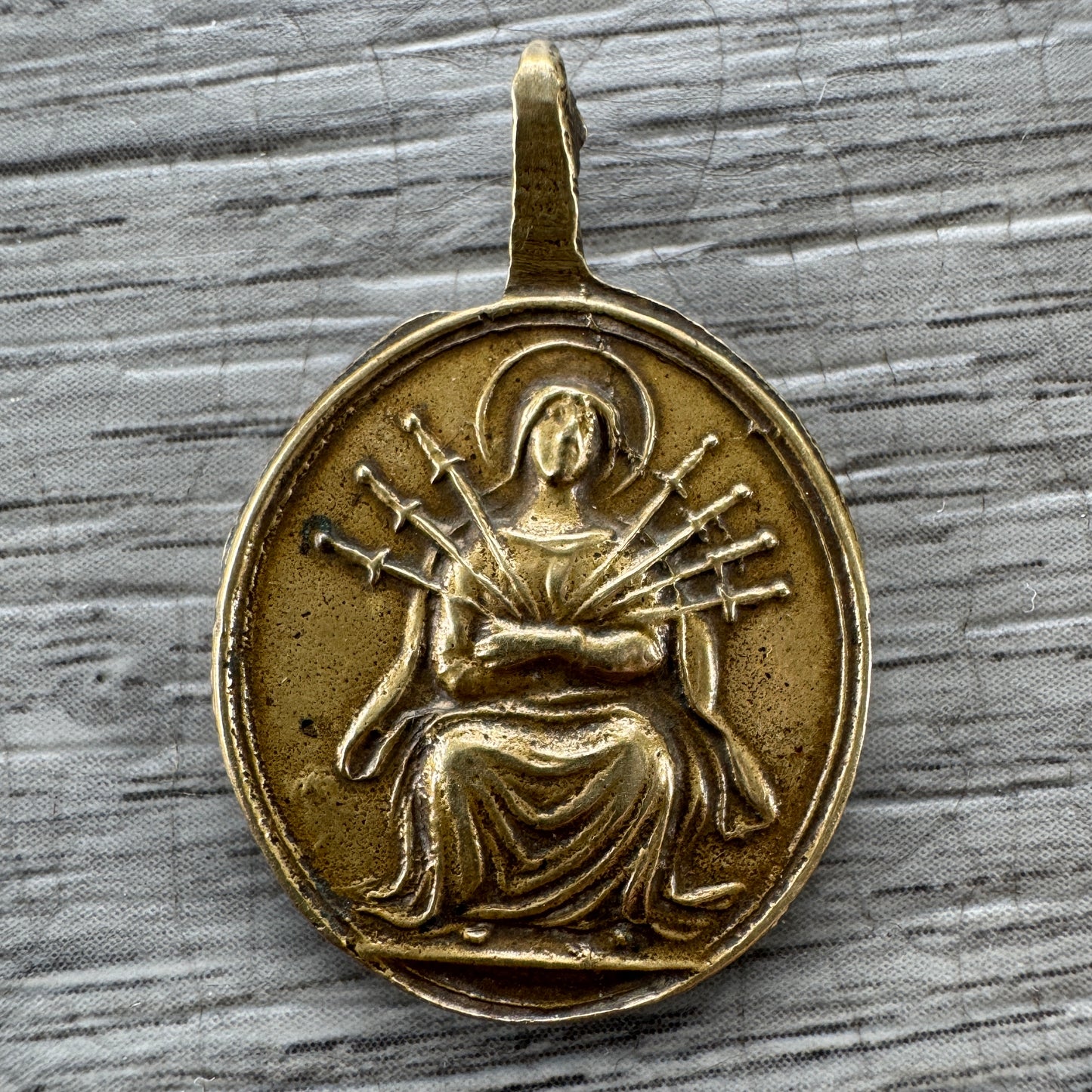 Rare médaille Religieuse Ancienne - XVIIIe siècle - Vierge aux Sept Douleurs