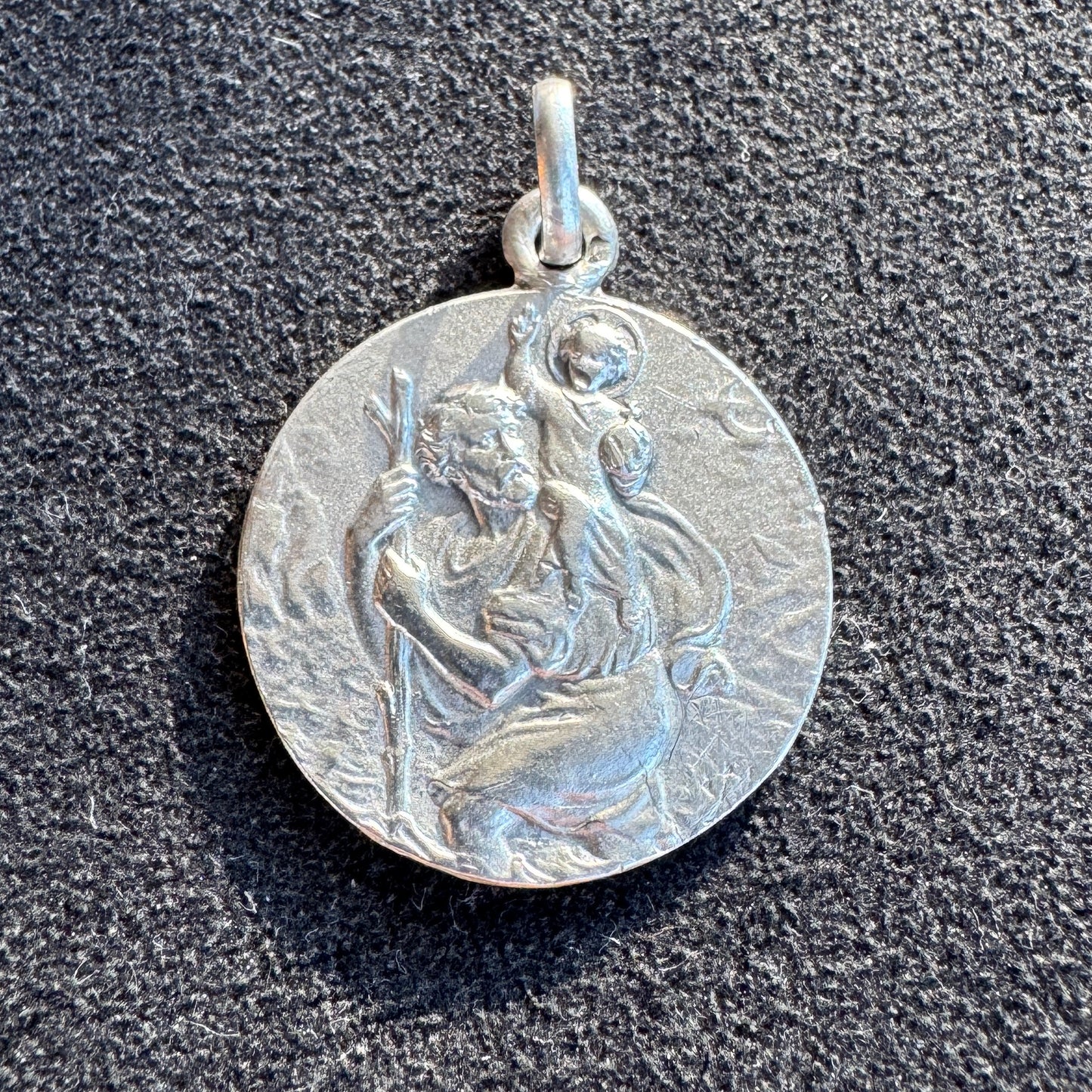 Médaille religieuse ancienne en argent « Saint Christophe »