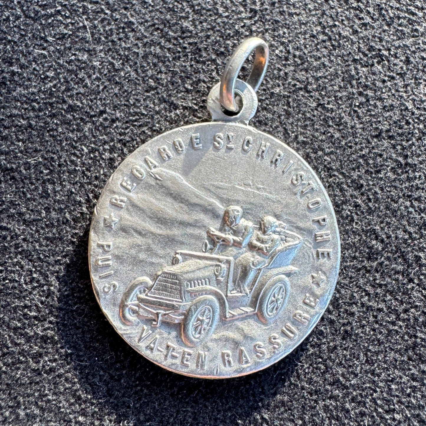 Médaille religieuse ancienne en argent « Saint Christophe »