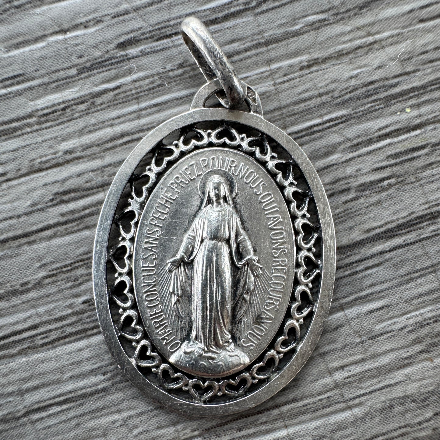Médaille religieuse ancienne en argent - Sainte Vierge