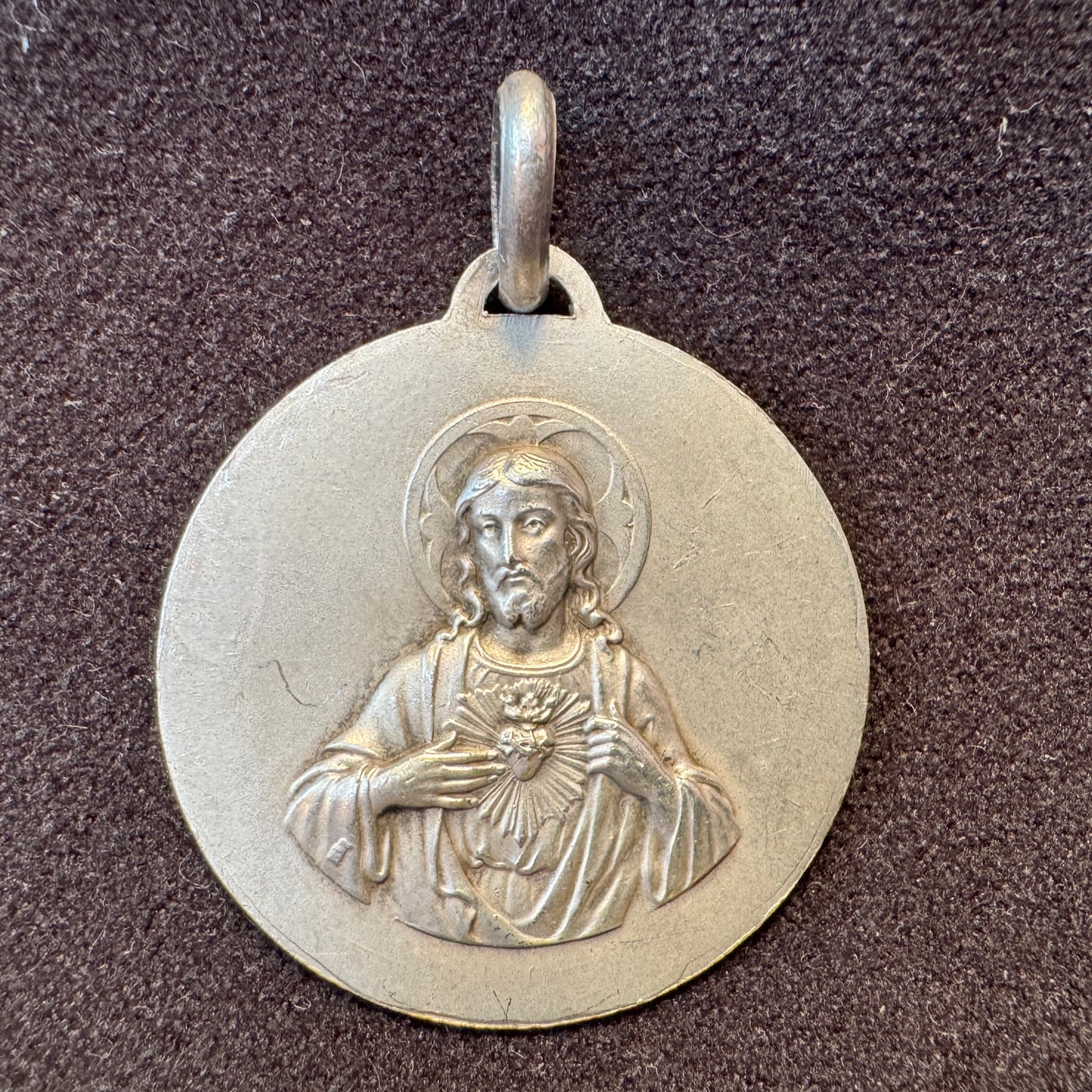 Médaille religieuse ancienne Art Deco « Notre dame de la trinité »