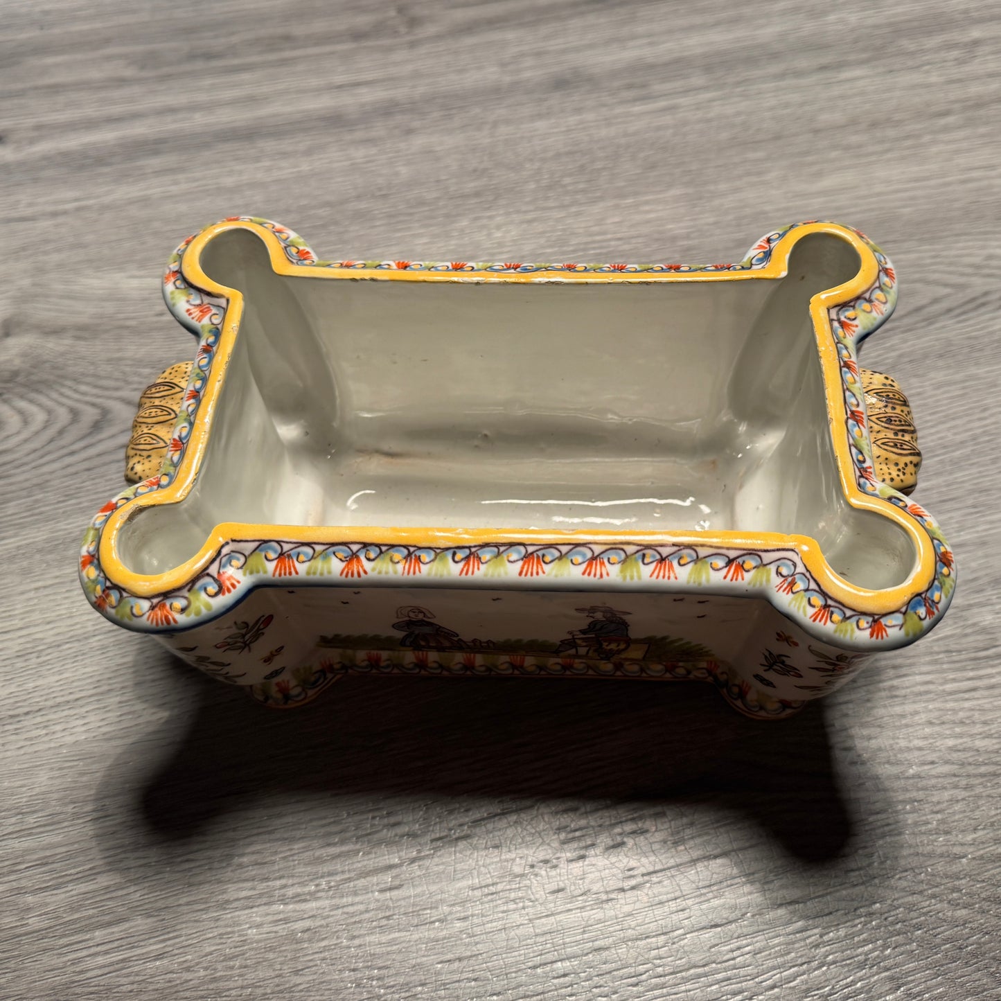 Jardinière de table Bretonne ancienne - « décor aux armes de Bretagne »