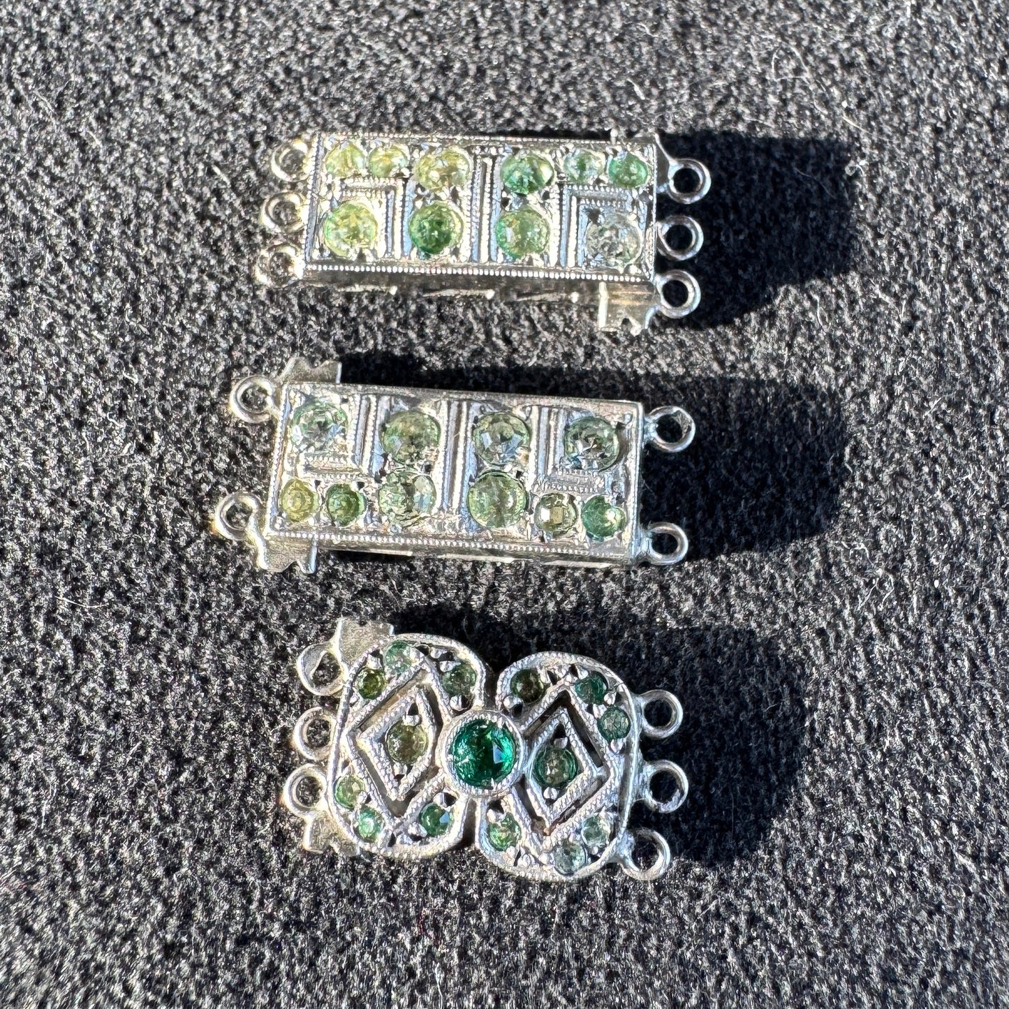 Lot de 3 fermoirs ancien en argent - époque 1920