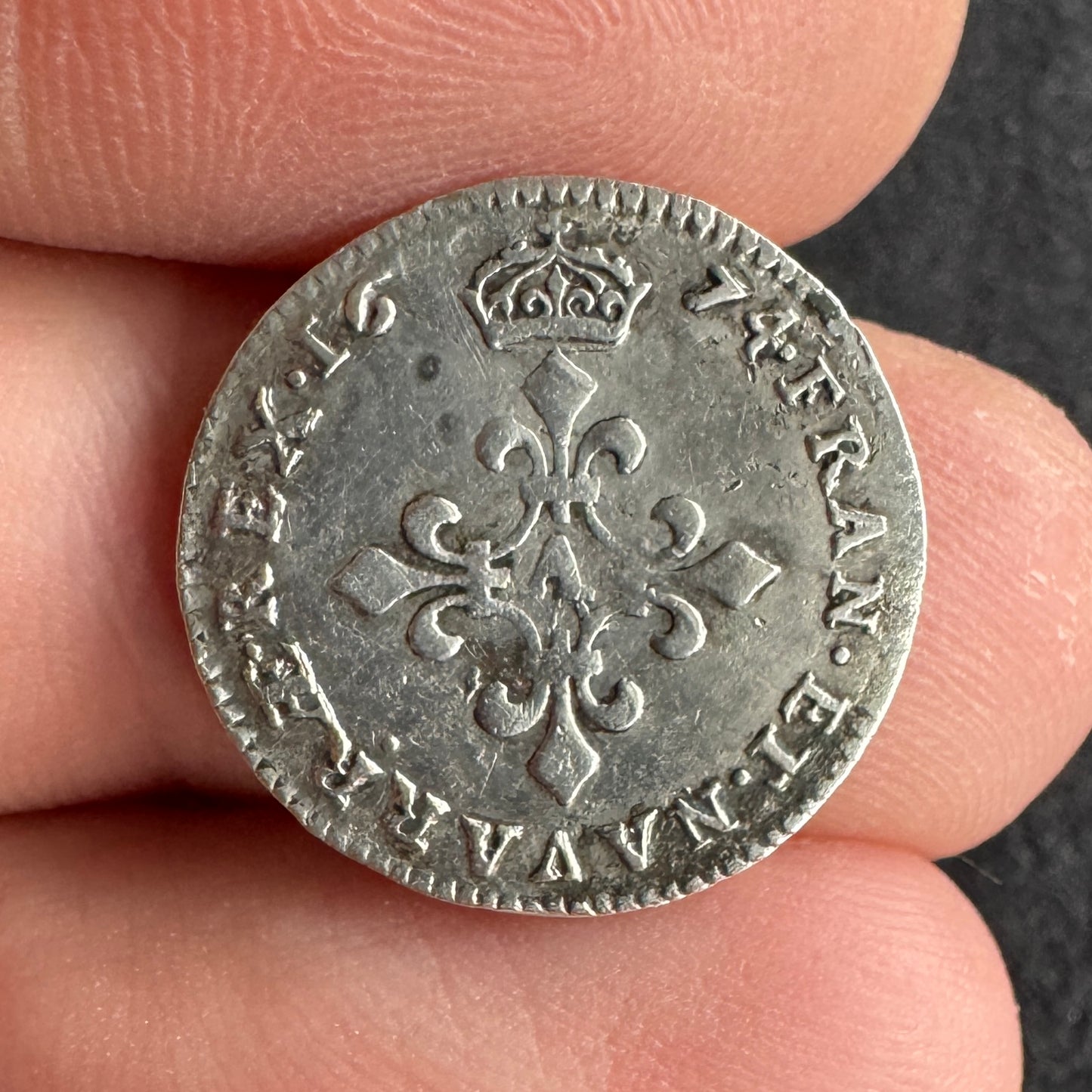 Monnaie ancienne en argent - 4 Sols dit « des traitants » 1674 A - Louis XIV »