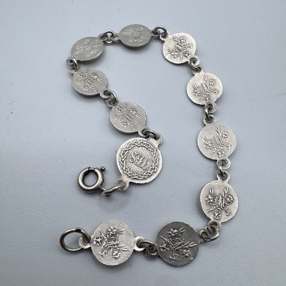Superbe Dizainier ancien en argent « Sainte Vierge »