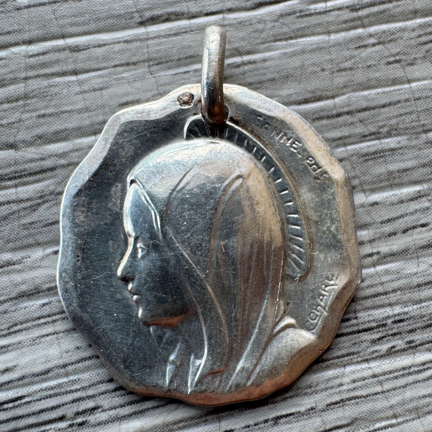 Médaille religieuse ancienne en argent - Sainte Vierge