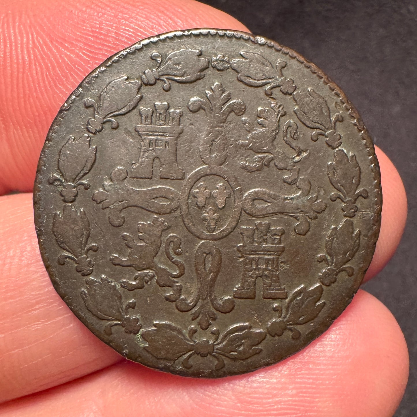 Monnaie ancienne en bronze - « Charles III d’Espagne - 1775 »