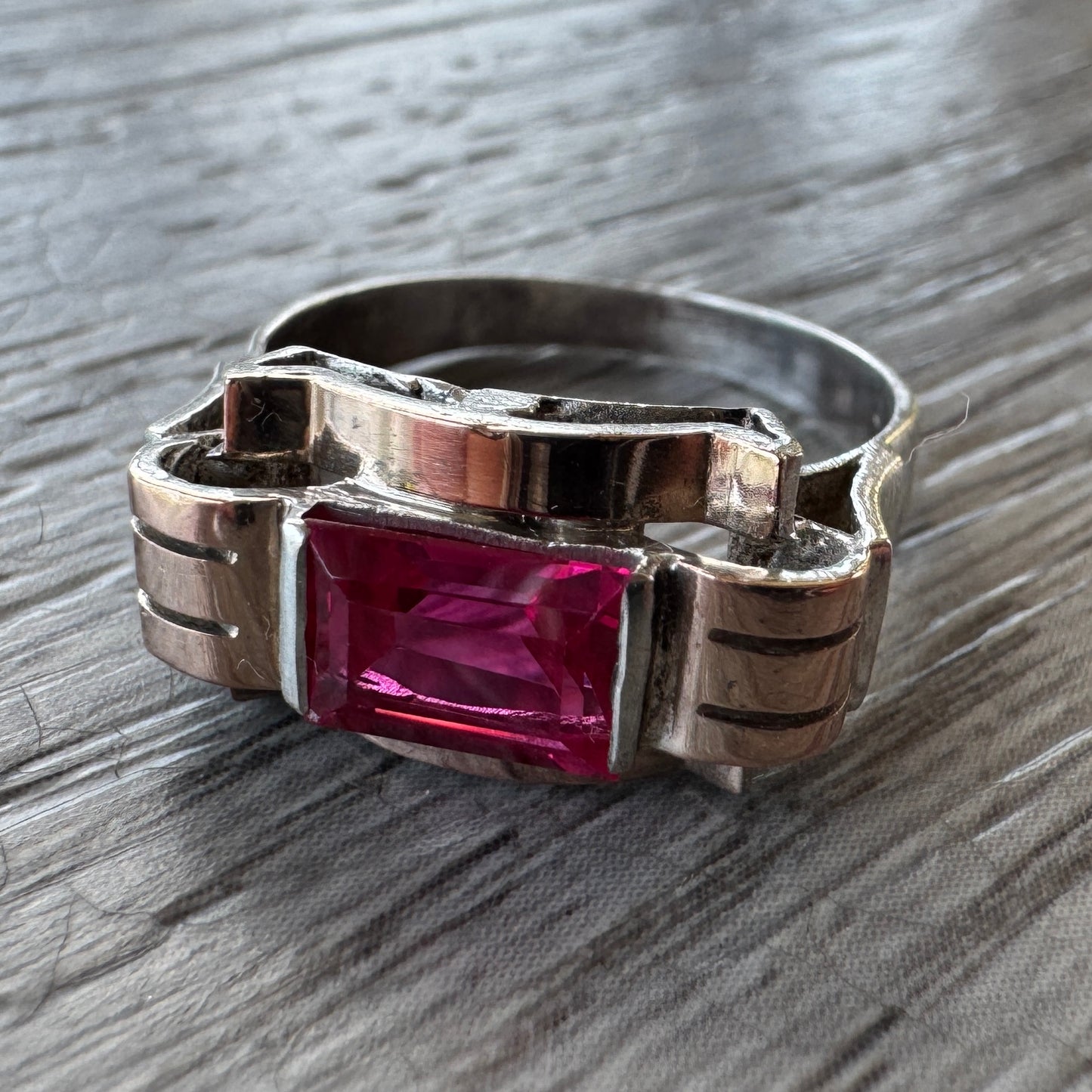 Bague Art Déco en argent et vermeil