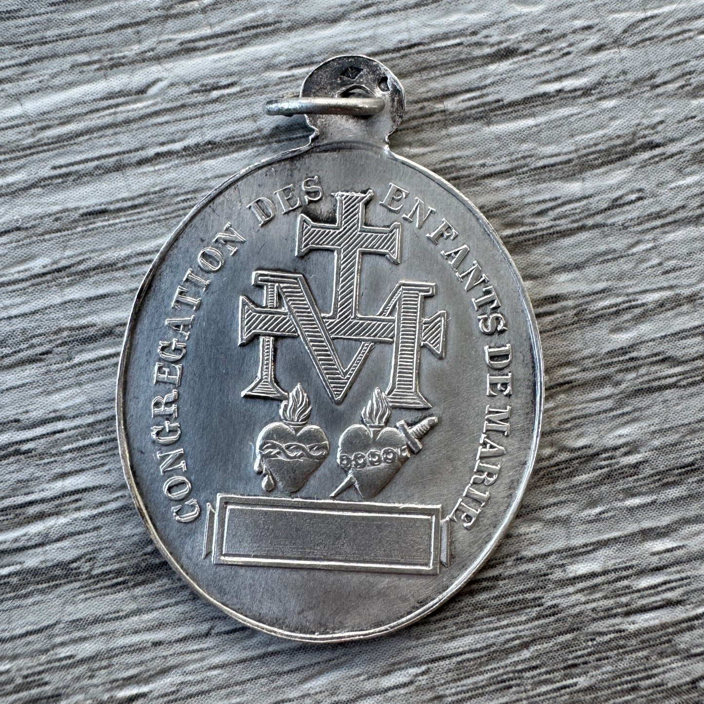 Médaille religieuse ancienne en argent « congrégation des enfants de Marie »