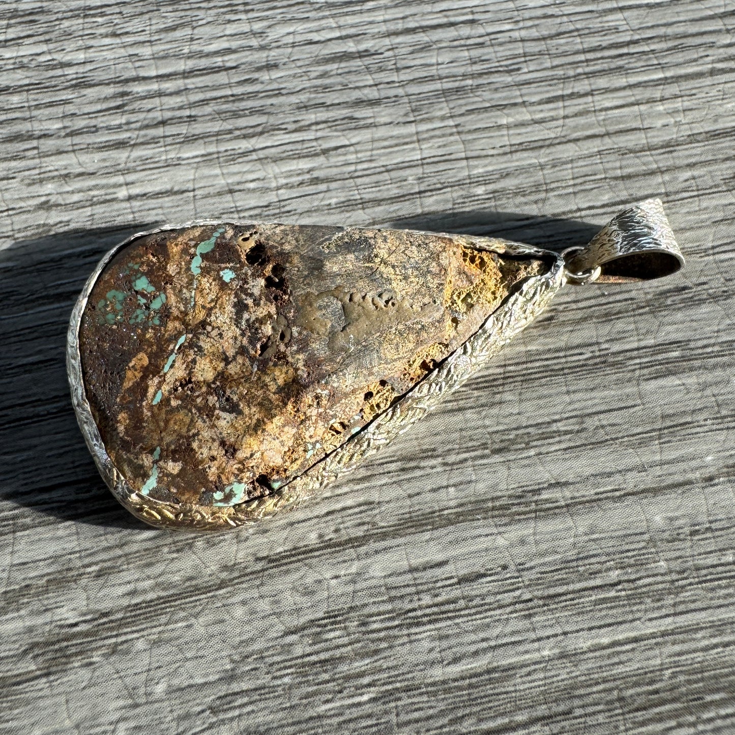 Pendentif ancien « turquoise brute » - monture argent