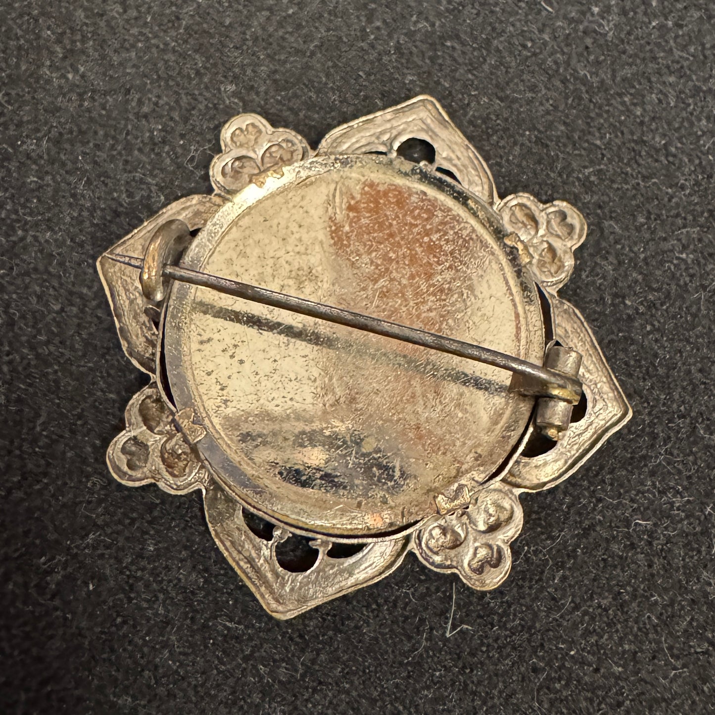 Broche ancienne porte photo vers 1915 - métal argenté