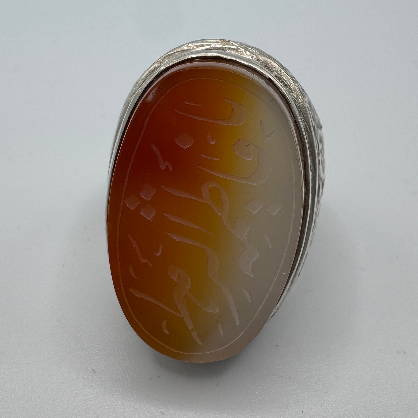 Rare chevalière ancienne Islamique - argent et agate Intaille