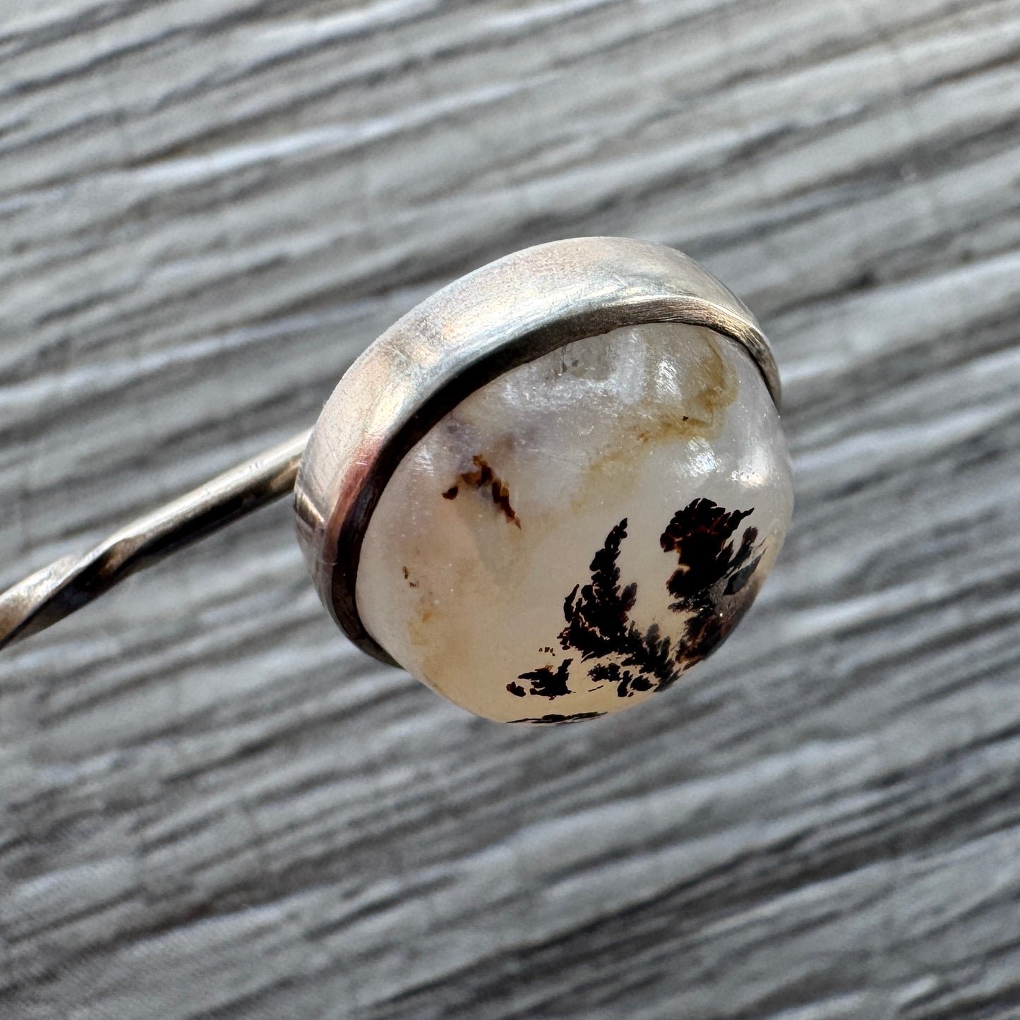 Épingle à cravate ancienne « agate dendritique » - argent