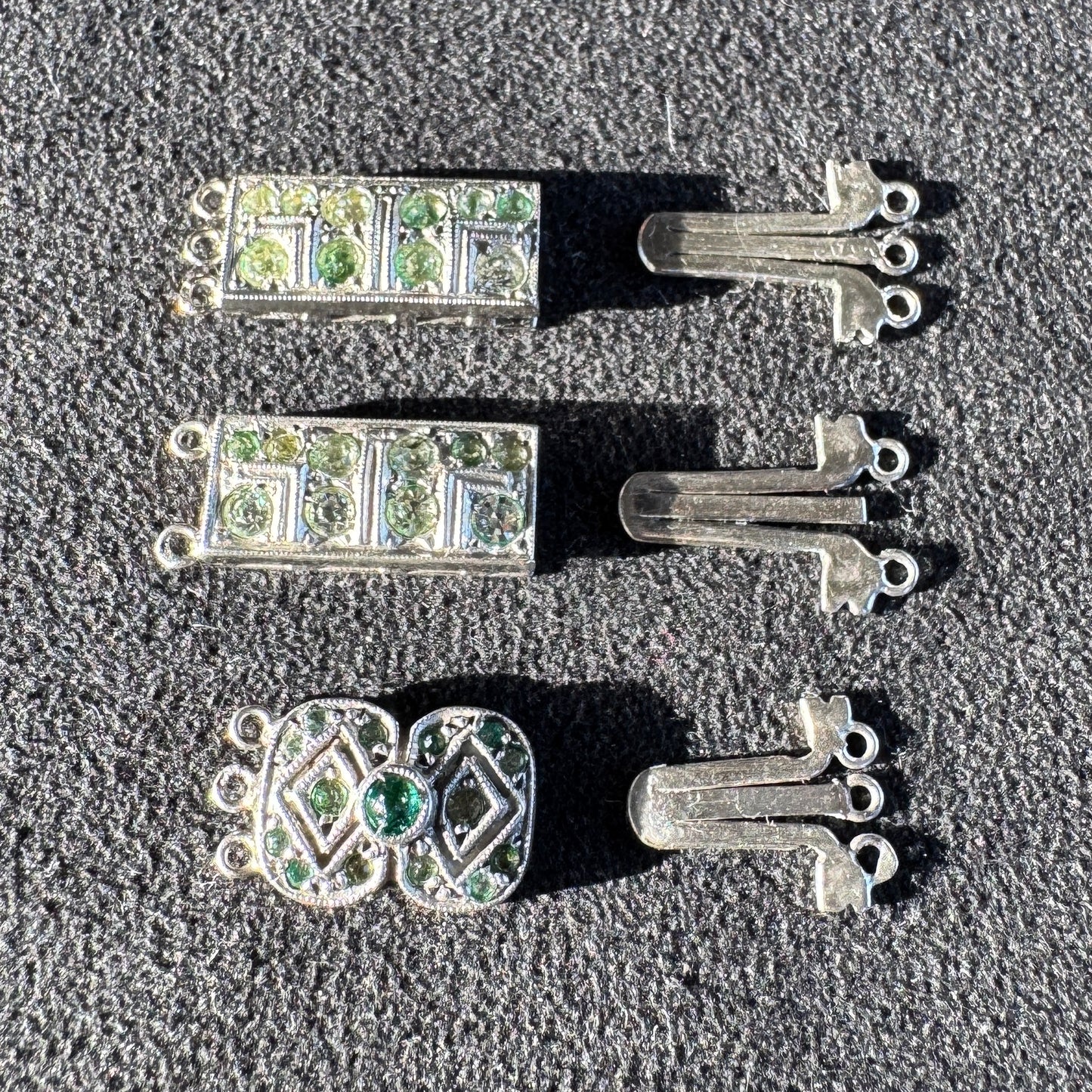 Lot de 3 fermoirs ancien en argent - époque 1920
