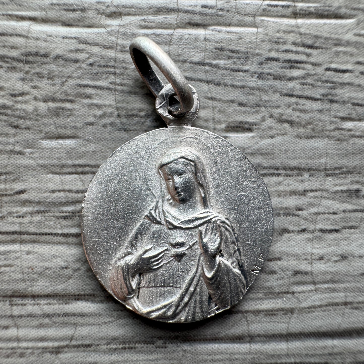 Médaille religieuse ancienne en argent - Sainte vierge Marie