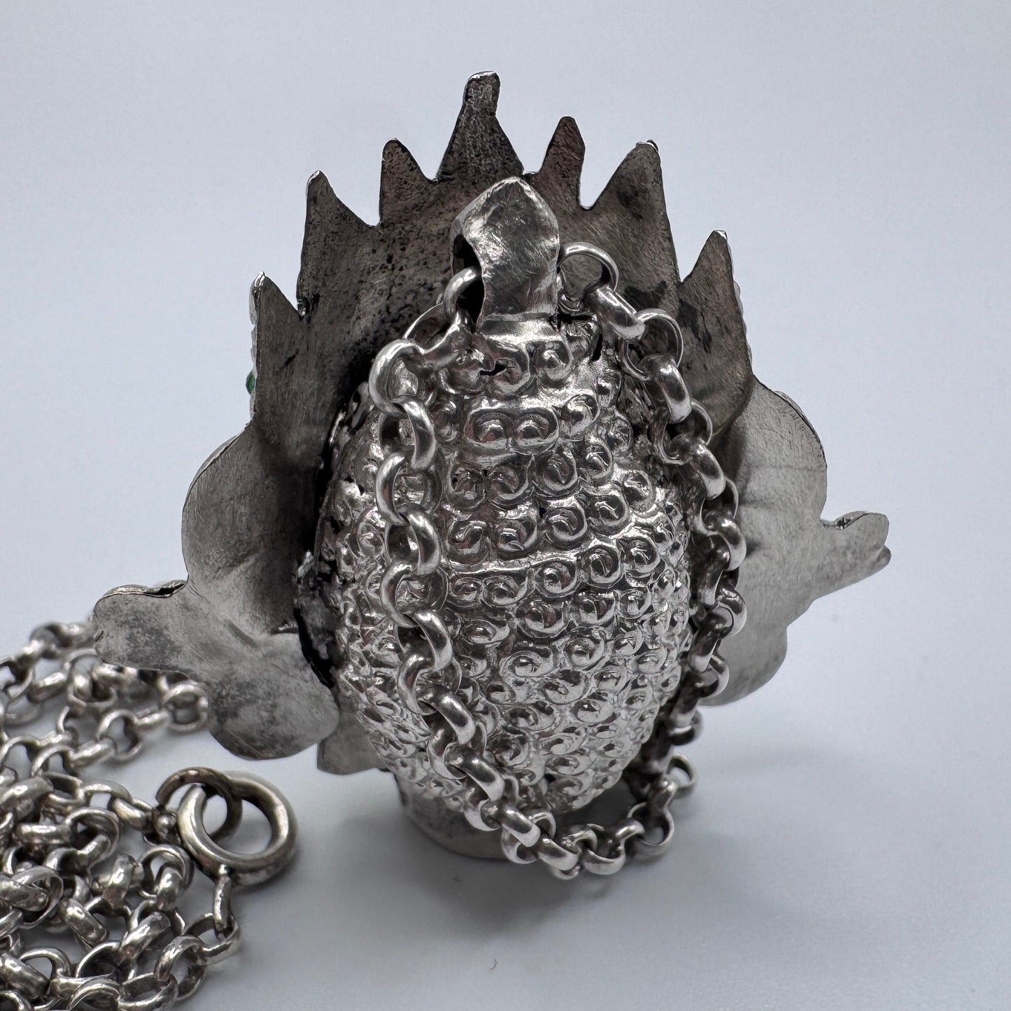 Rare grand Pendentif et chaîne ancien INDOCHINE - argent massif