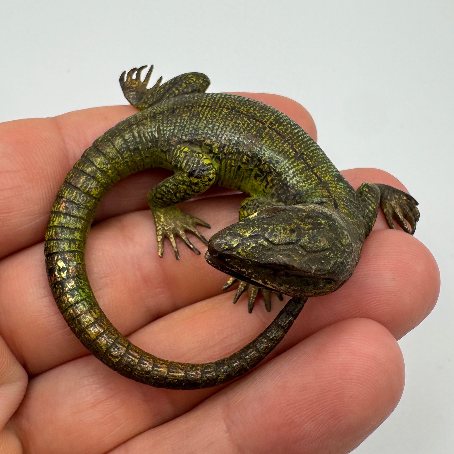 Superbe Bronze de Vienne polychrome ancien - « lézard »