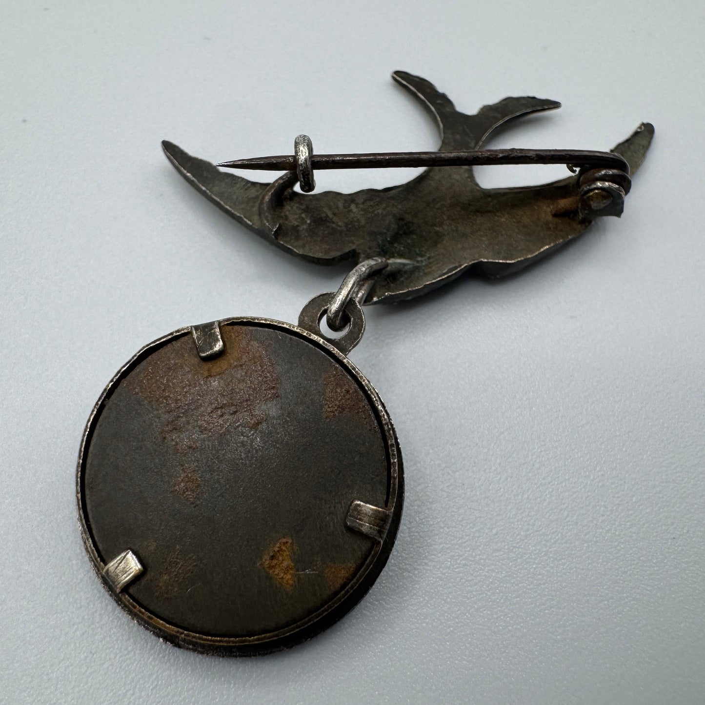 Broche ancienne vers 1900 - Hirondelle - Porte-photo