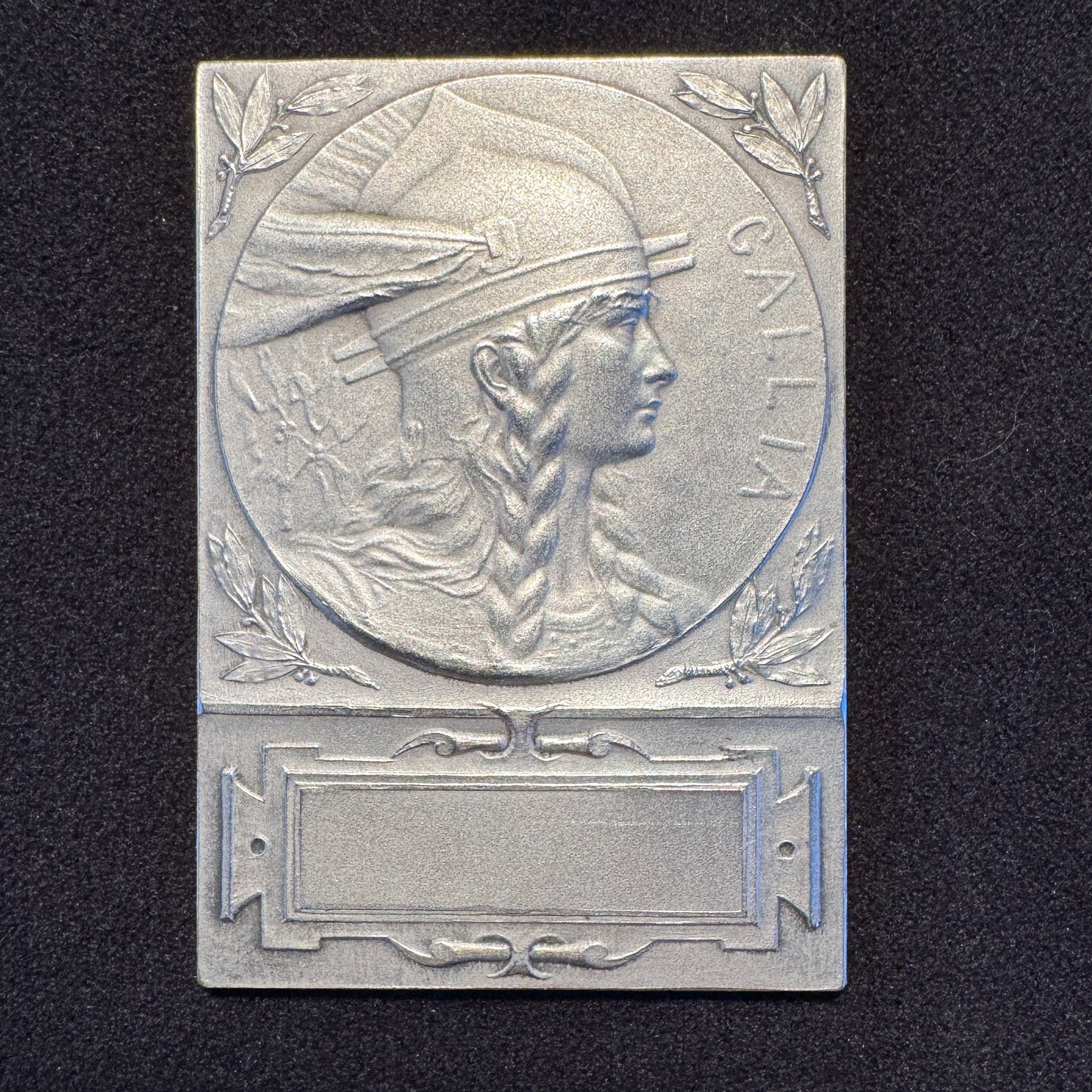 Plaque Médaille ancienne en bronze argenté « GALLIA - concours de tir de Dreux »