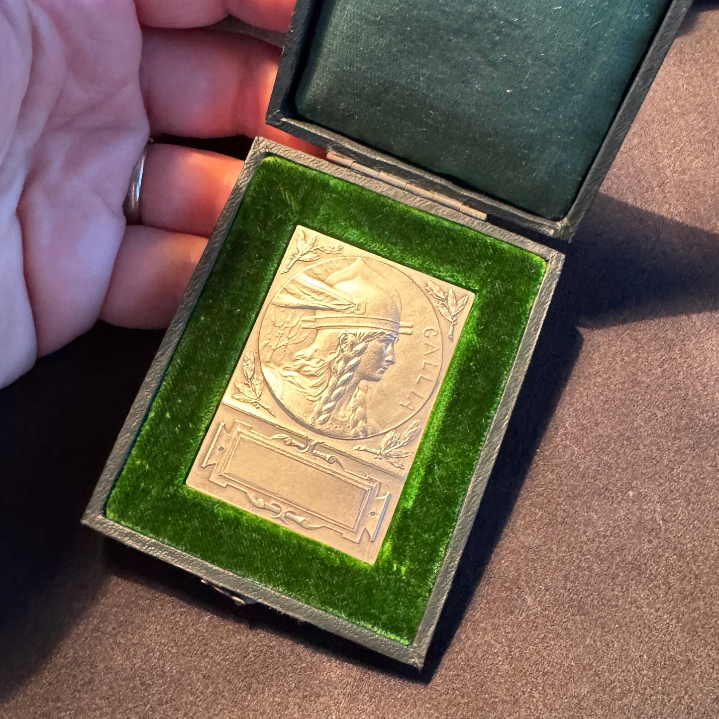 Plaque Médaille ancienne en bronze argenté « GALLIA - concours de tir de Dreux »
