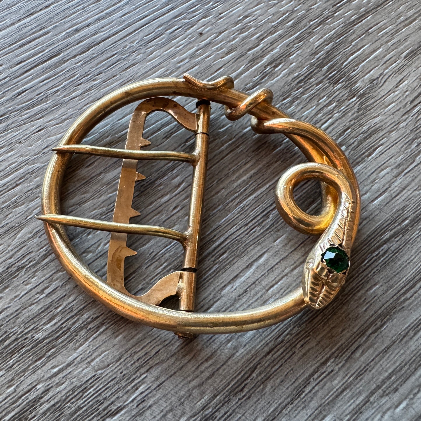Boucle de ceinture en bronze doré Art Nouveau - motif serpent