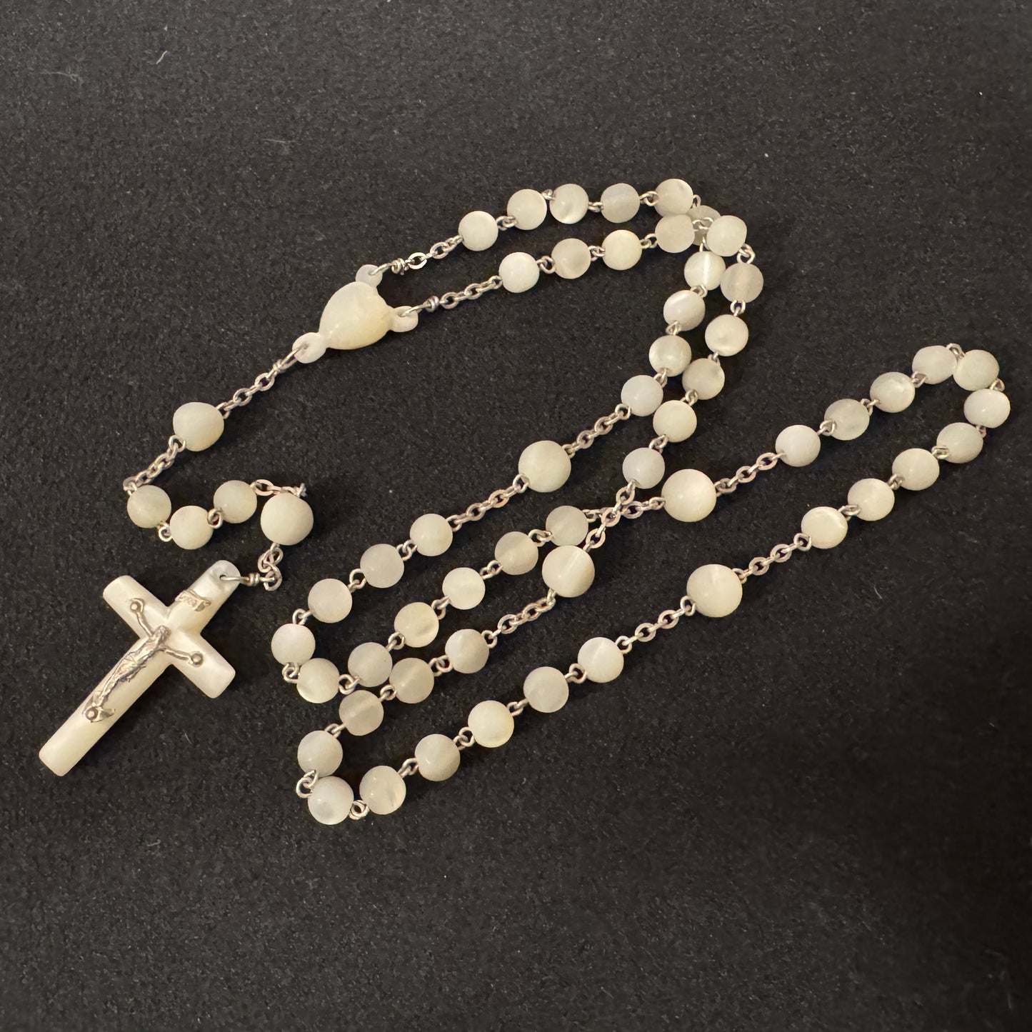 Chapelet ancien XIXeme en argent et perles de nacre