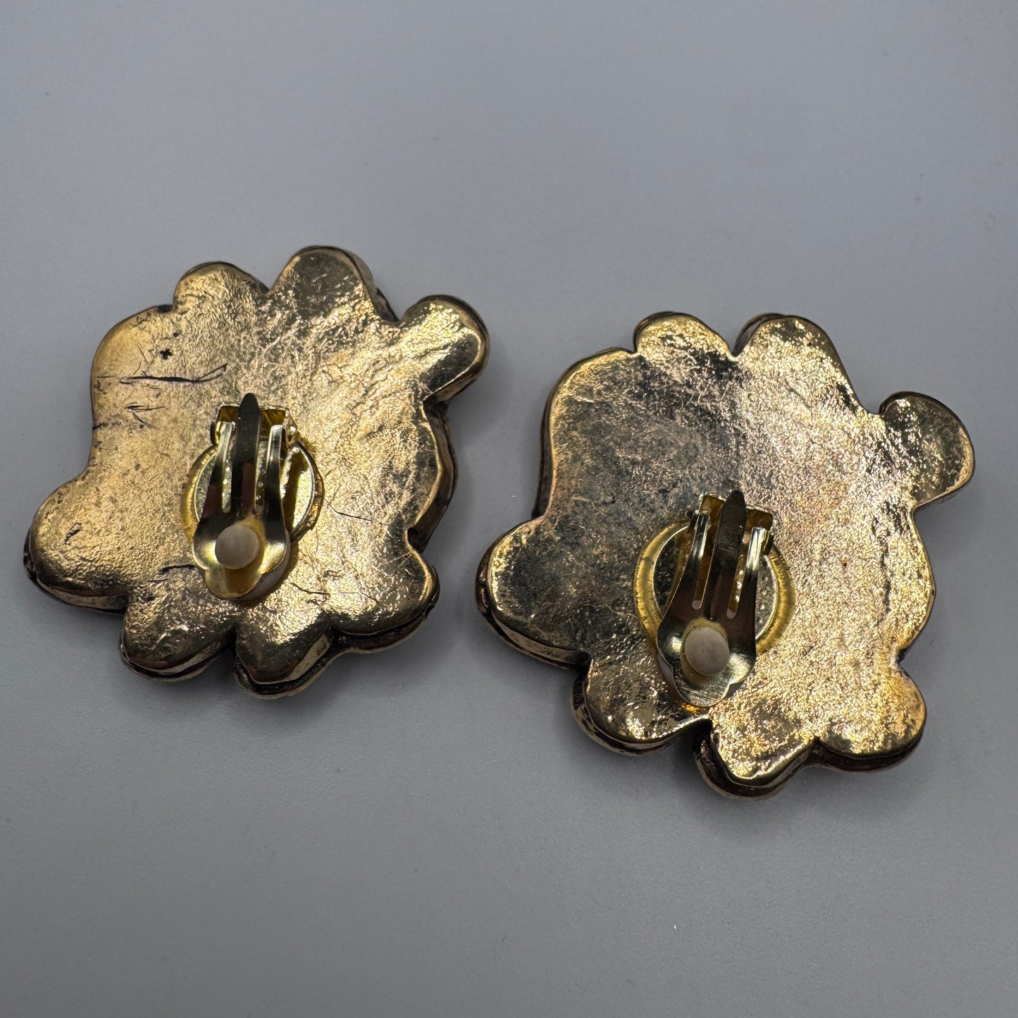 Jolis grands Clips vintage - plastique métallisé bronze