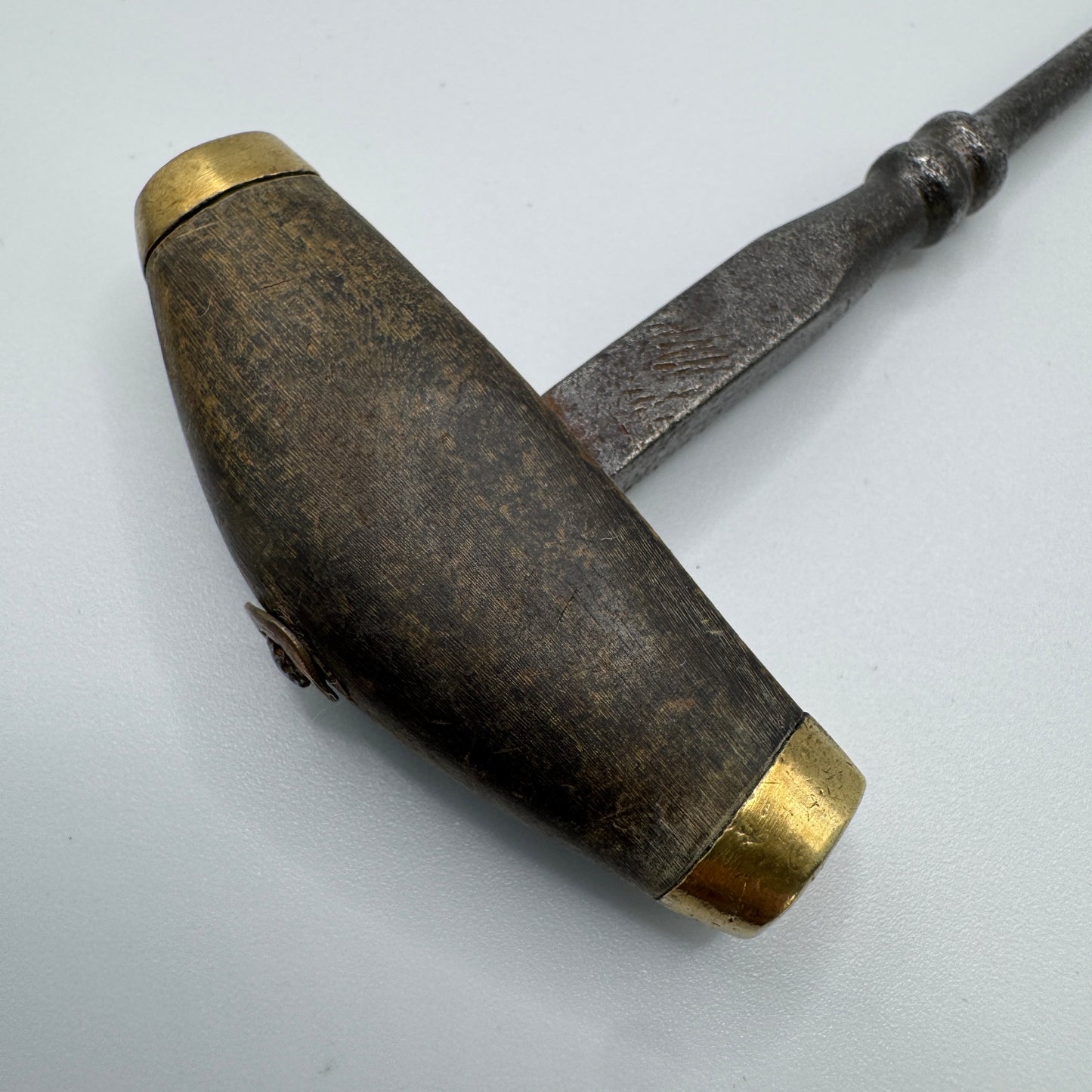 Ancienne Vrille Tire Bonde De Tonnelier bronze, acier et corne