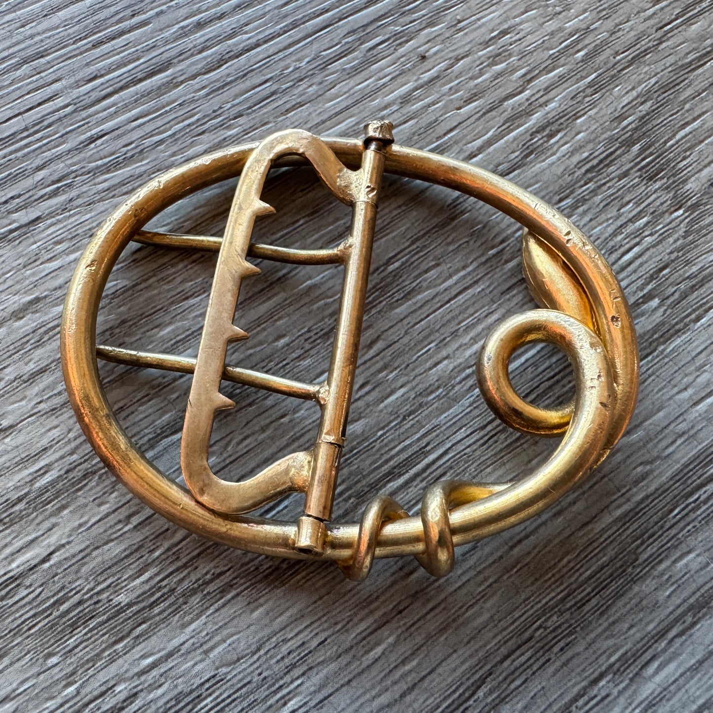Boucle de ceinture en bronze doré Art Nouveau - motif serpent