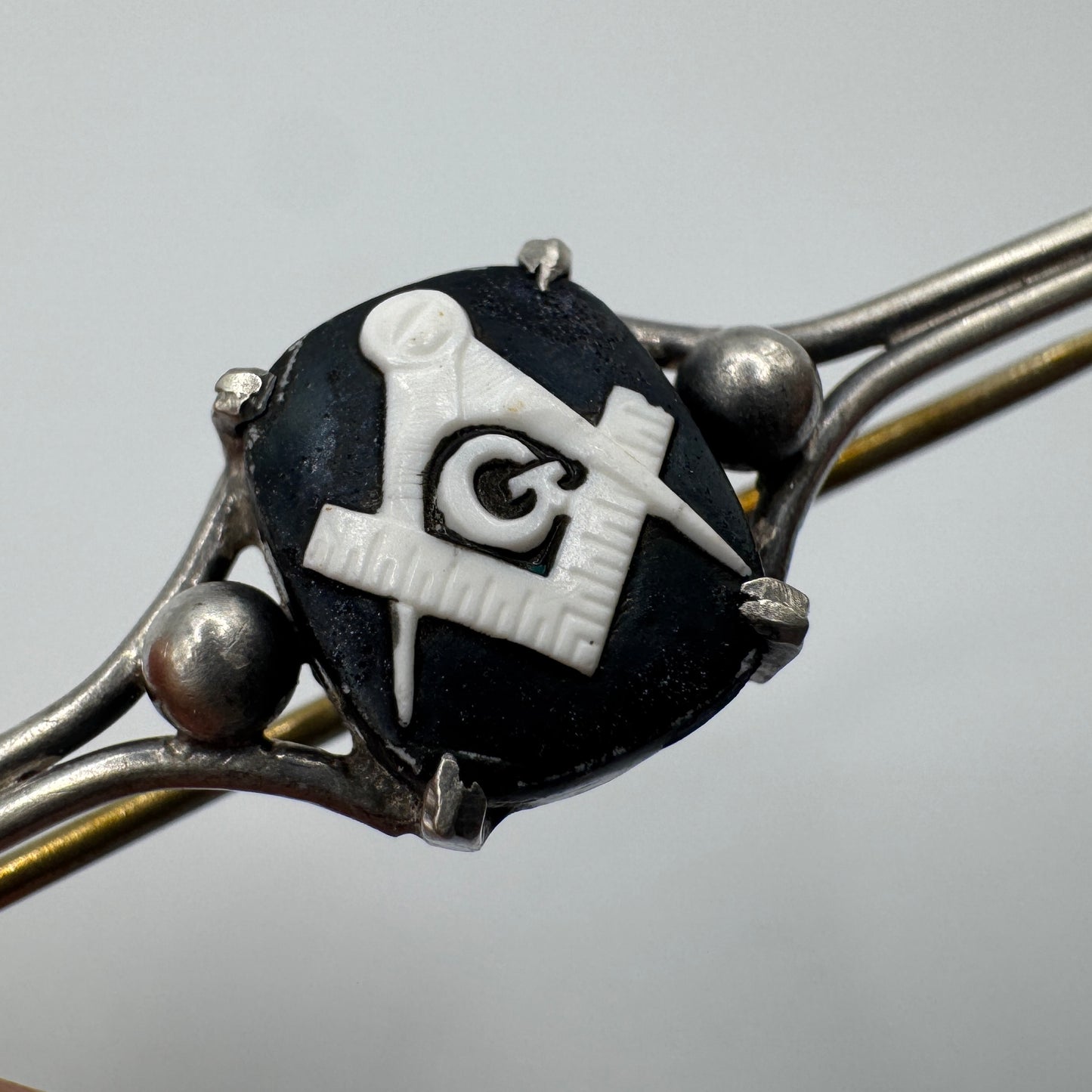 Rare broche ancienne en argent « Franc Maçonnerie »