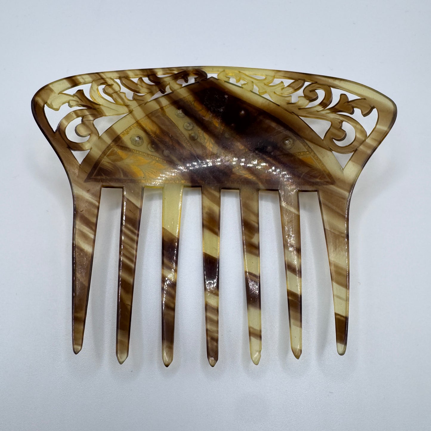 Peigne à cheveux art deco - celluloïd et strass