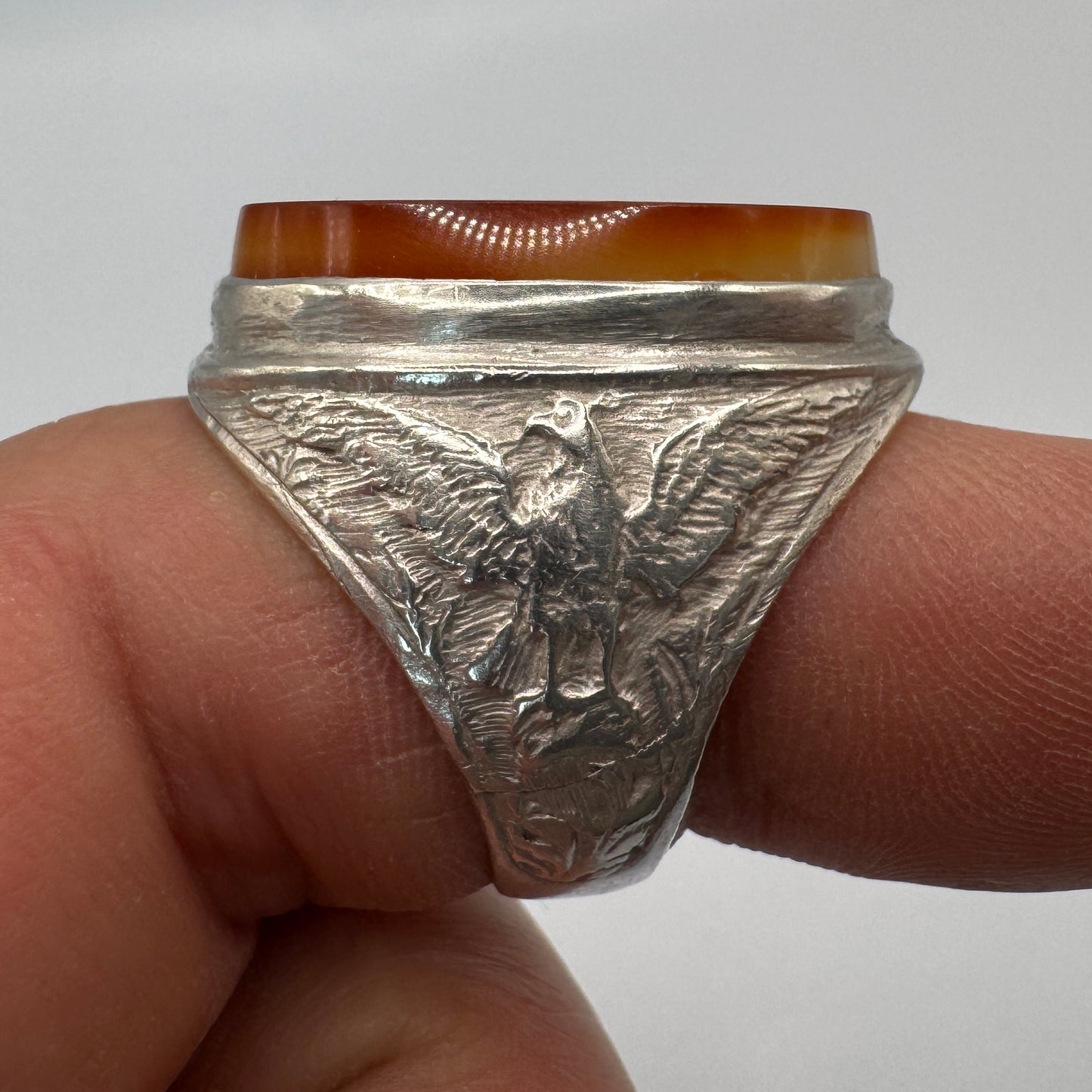 Rare chevalière ancienne Islamique - argent et agate Intaille