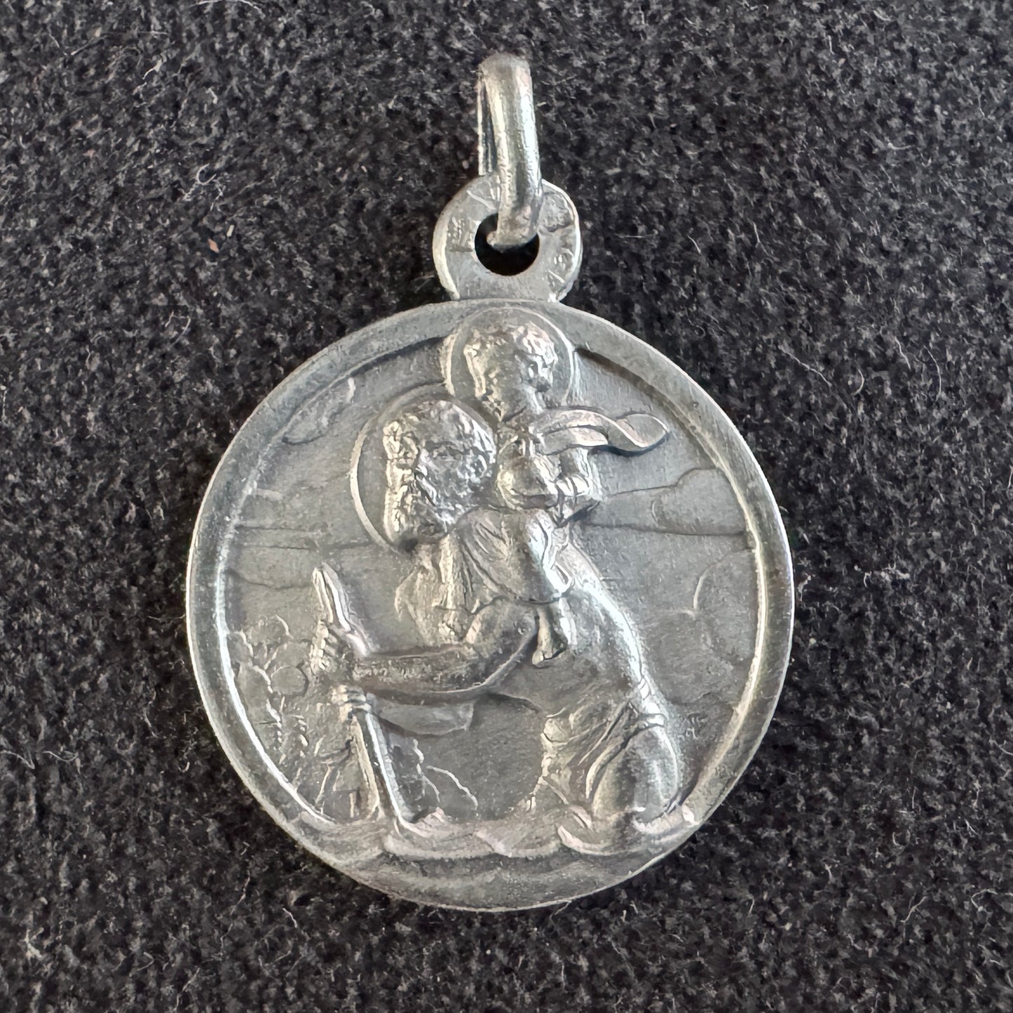 Médaille religieuse ancienne en argent « Saint Christophe »