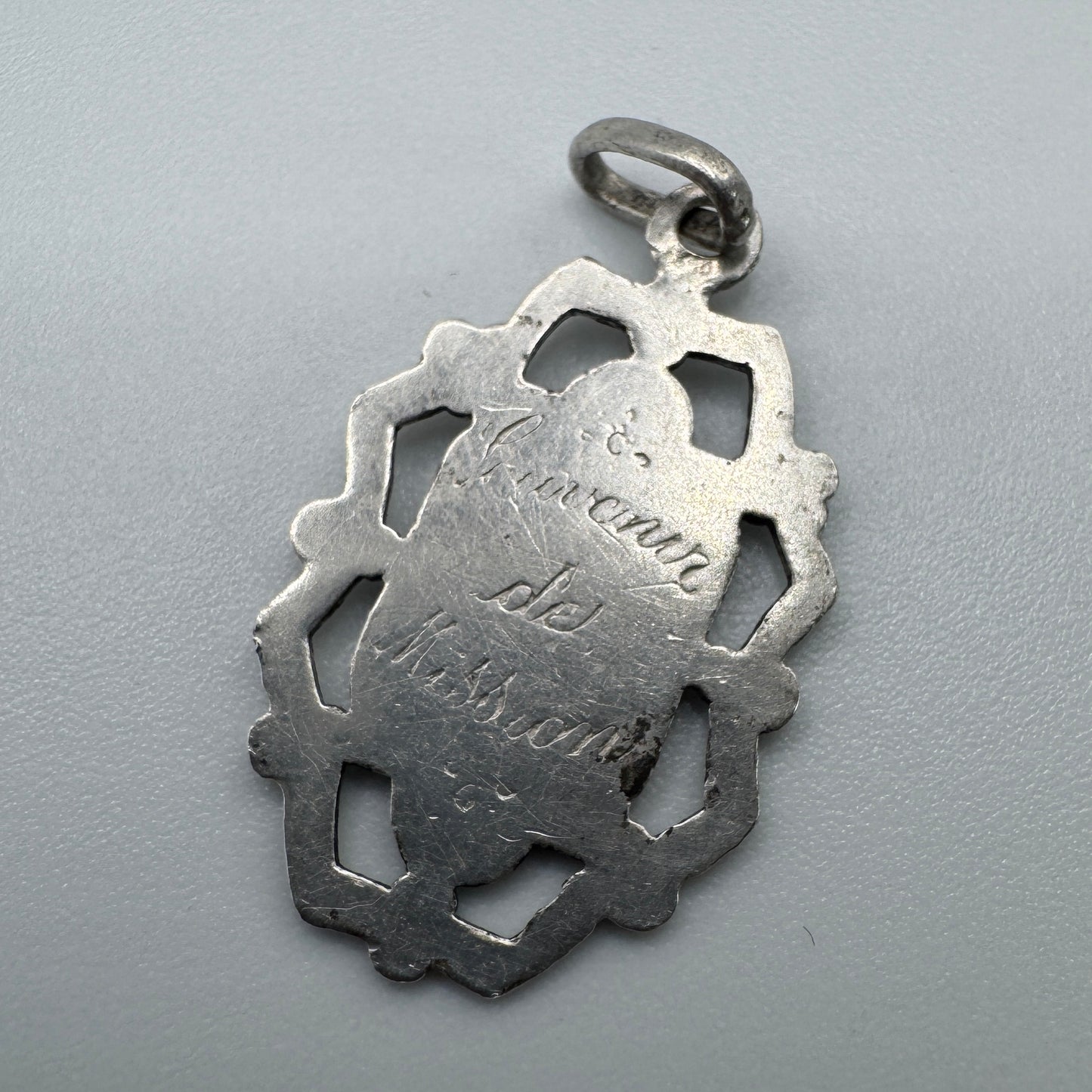 Médaille religieuse ancienne en argent - Souvenir de Mission