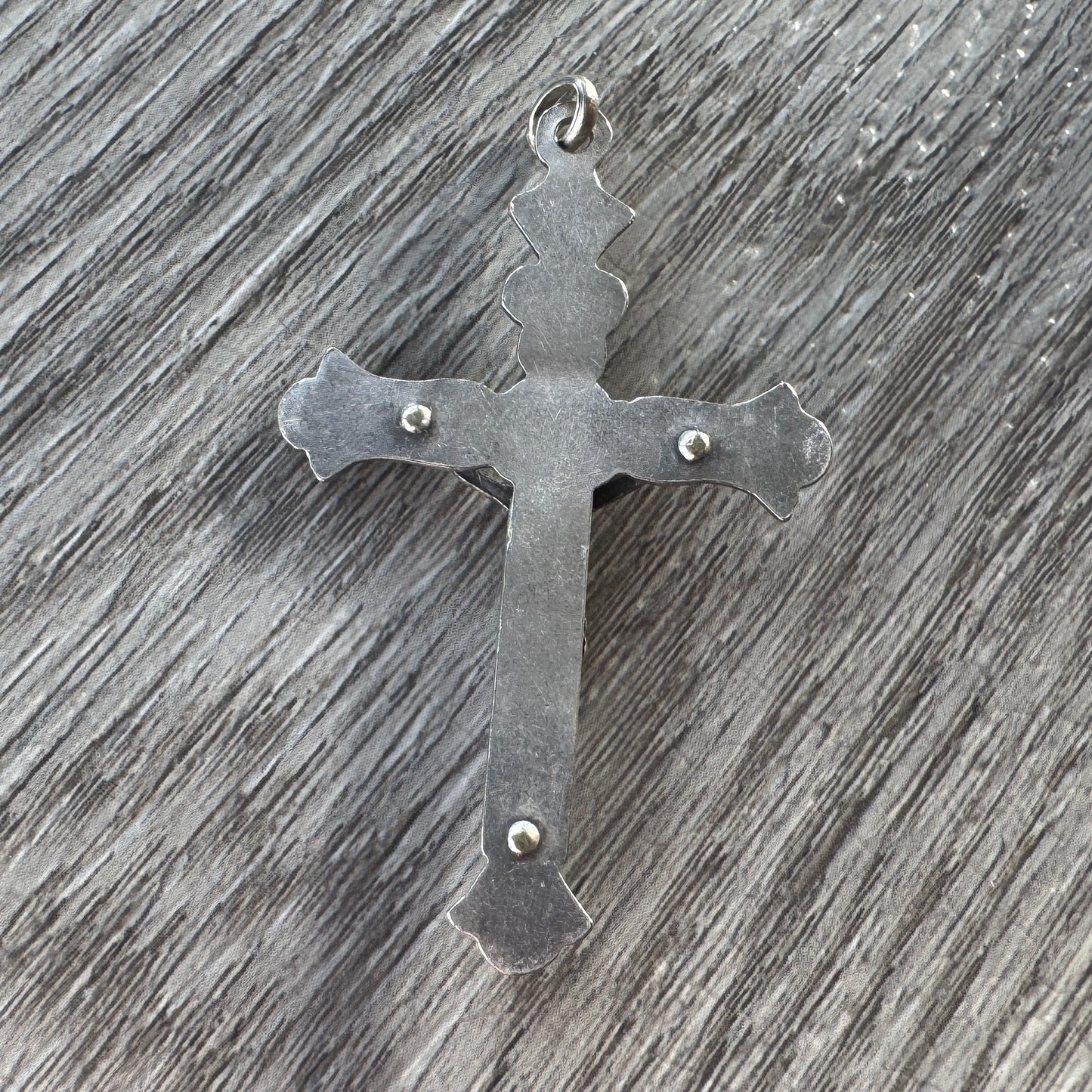 Crucifix ancien XIXe - métal argenté