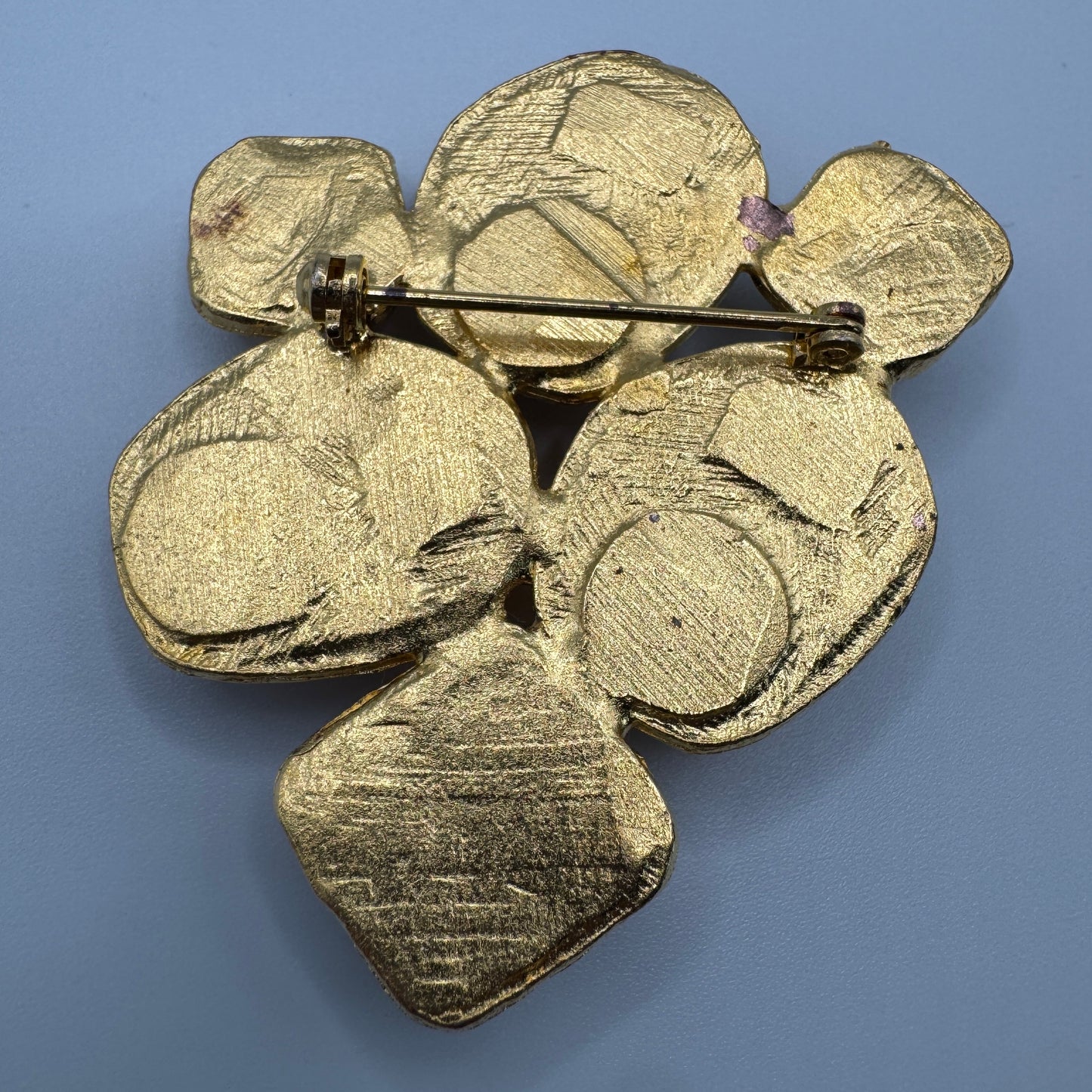 Broche créateur Vintage - métal doré et pâte de verre