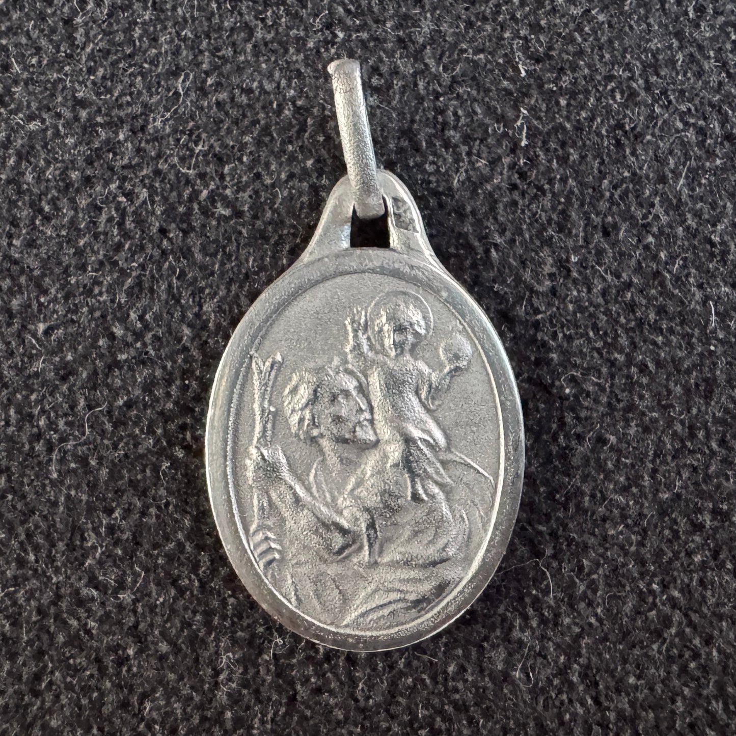 Médaille religieuse ancienne en argent « Saint Christophe »