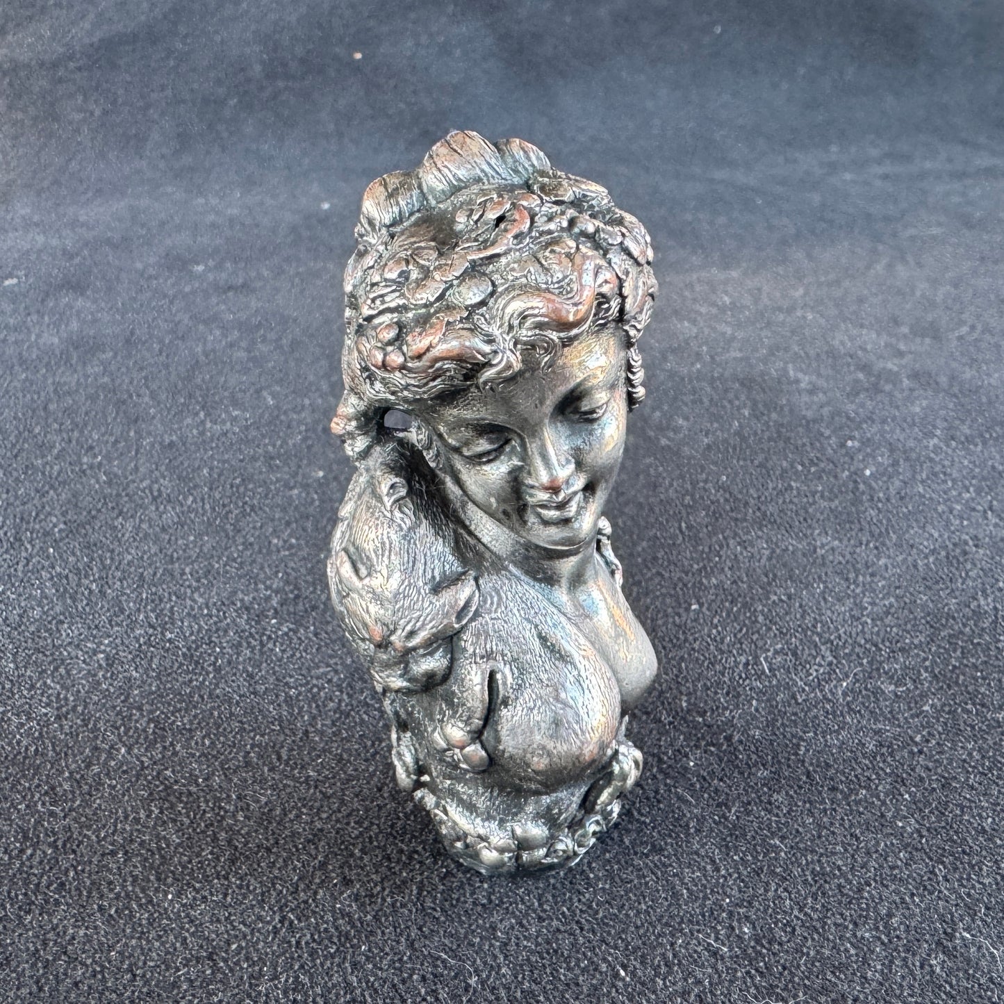Pommeau de canne ancien XIXeme « Bacchante » - cuivre argenté