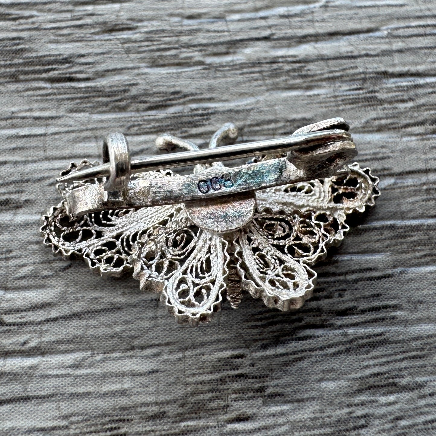 Broche ancienne en filigrane « Papillon » en argent
