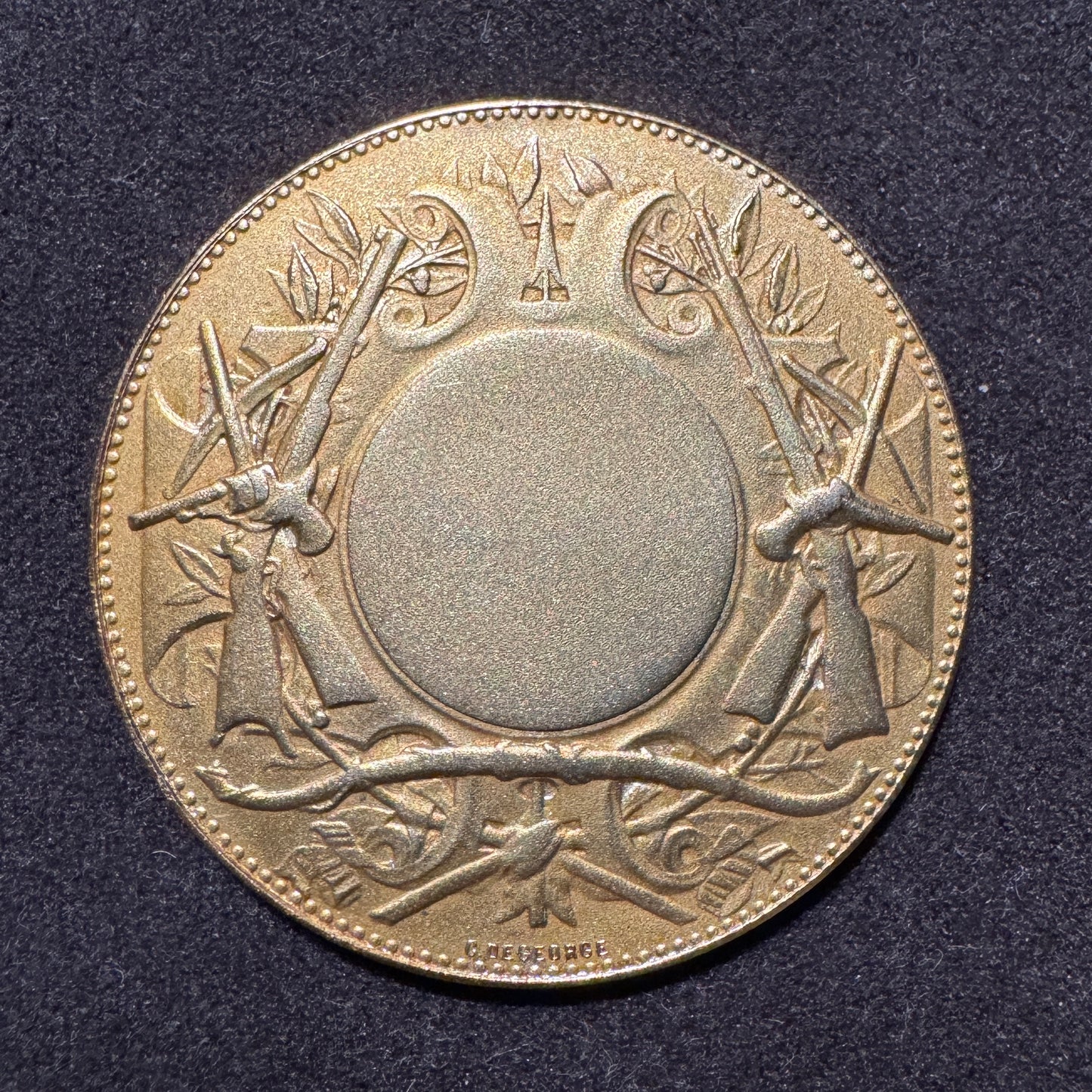 Médaille ancienne en vermeil « Cérès - concours de tir » par Oudiné