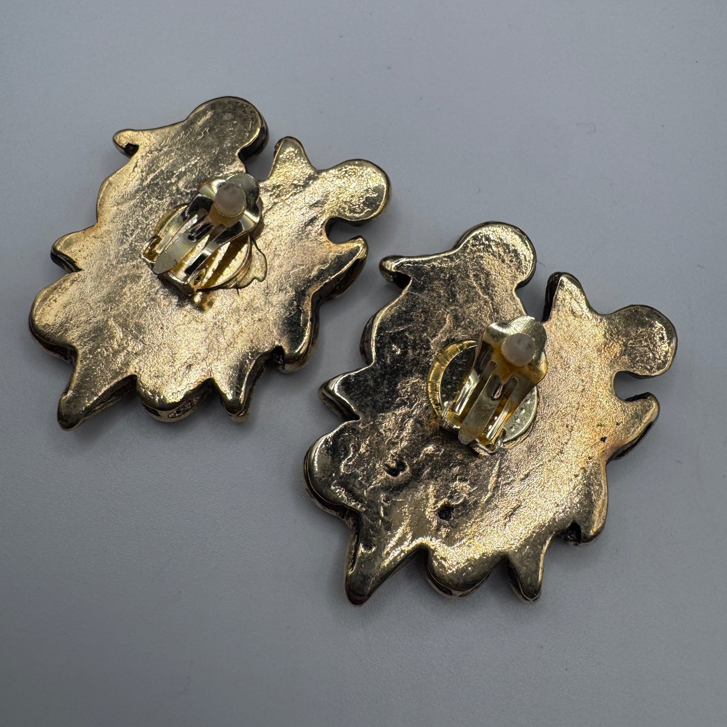 Jolis grands Clips vintage - plastique métallisé bronze