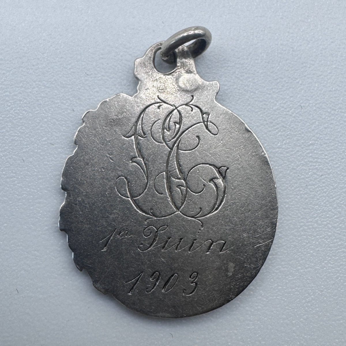 Medaille religieuse ancienne « Calice » - argent massif